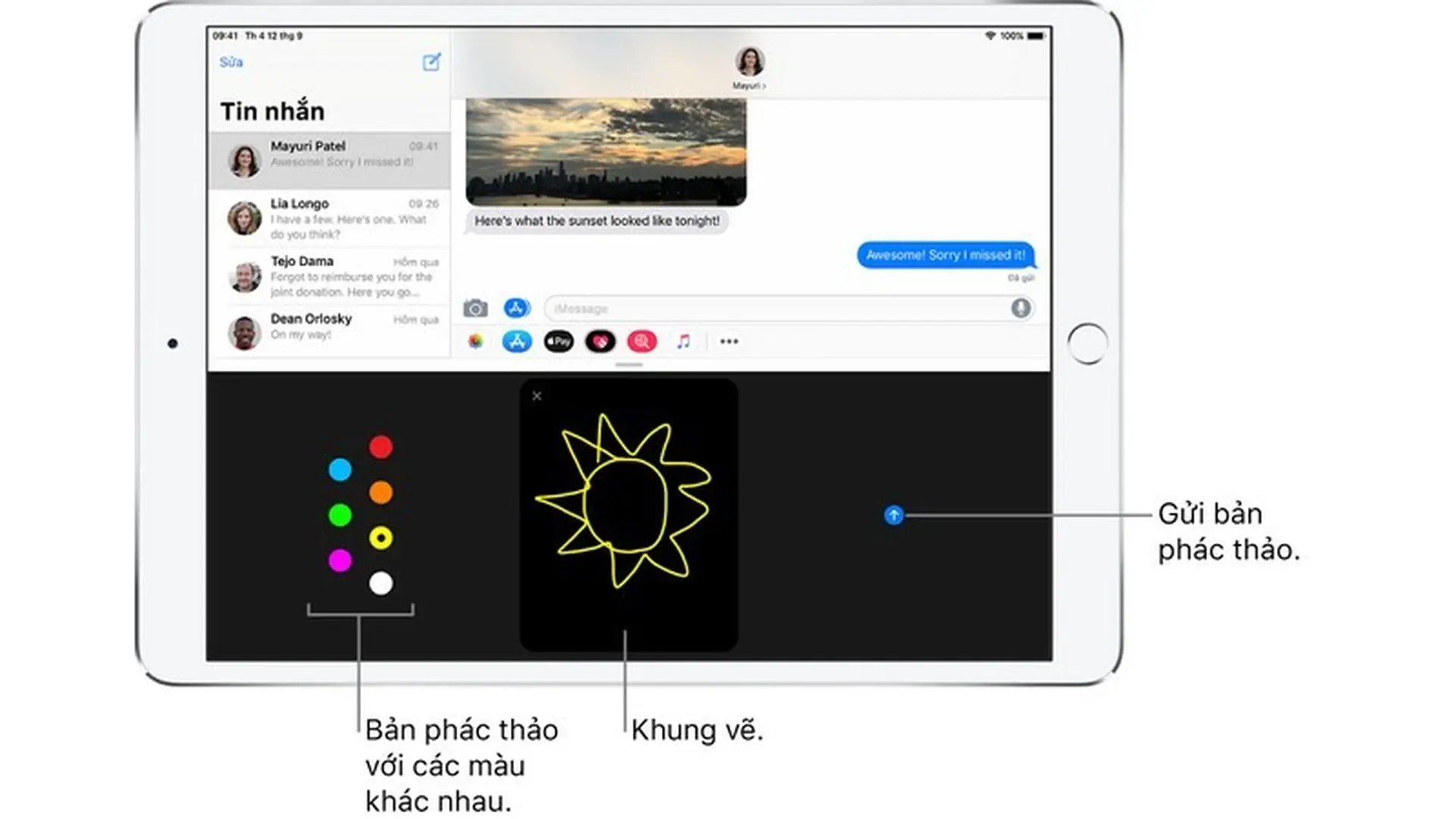 Gửi hiệu ứng Digital Touch trong Tin nhắn trên iPad