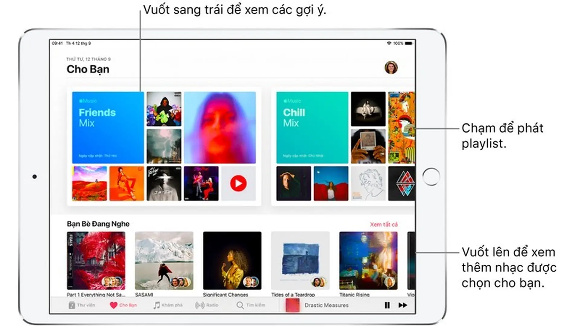 Xem nhạc được gợi ý trên iPad