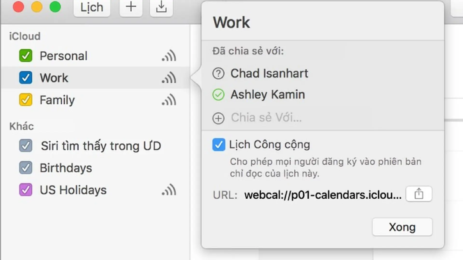 Chia sẻ lịch iCloud trên macOS Big Sur