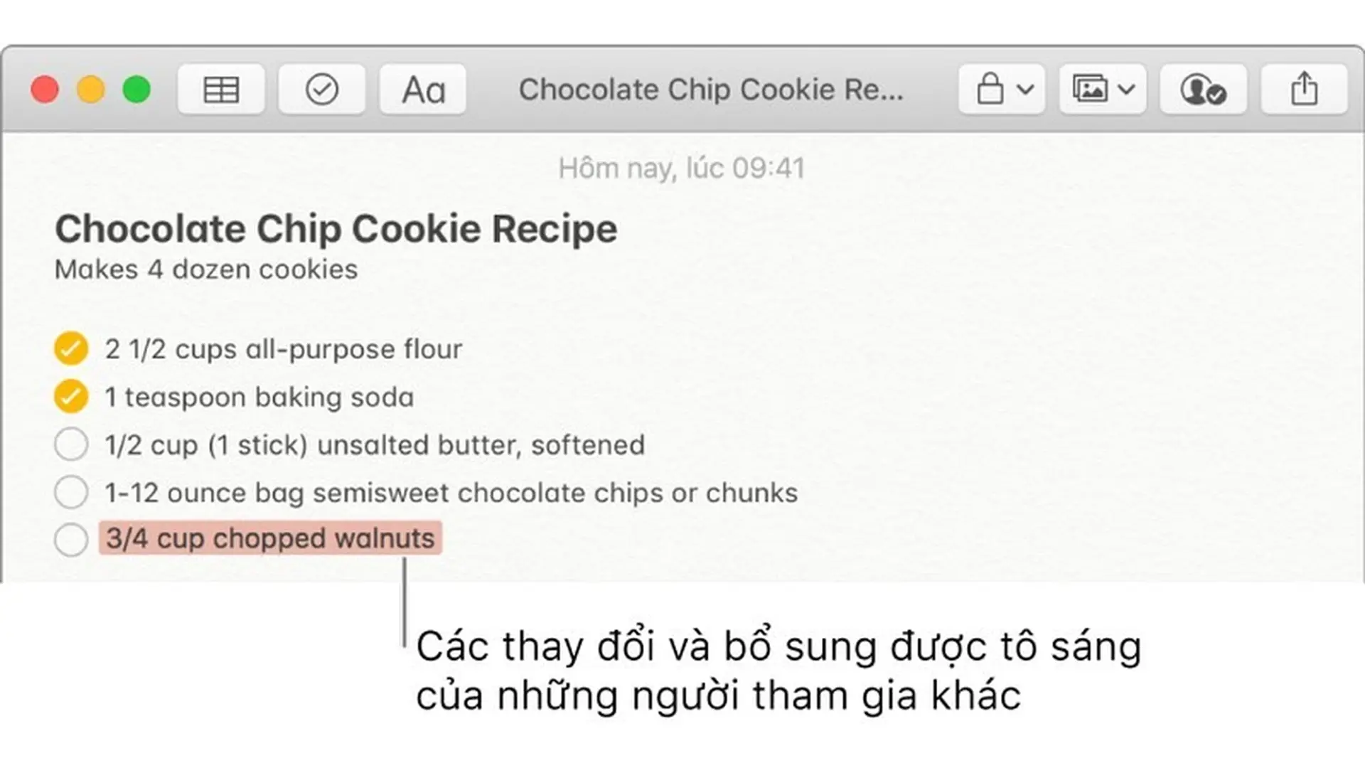 Thêm mọi người vào ghi chú trên máy Mac