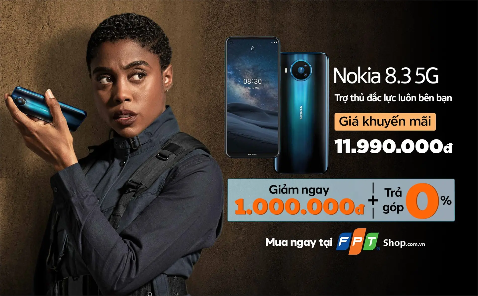 Săn Nokia 8.3 5G giảm 1.000.000 đồng, trả góp 0% tại FPT Shop