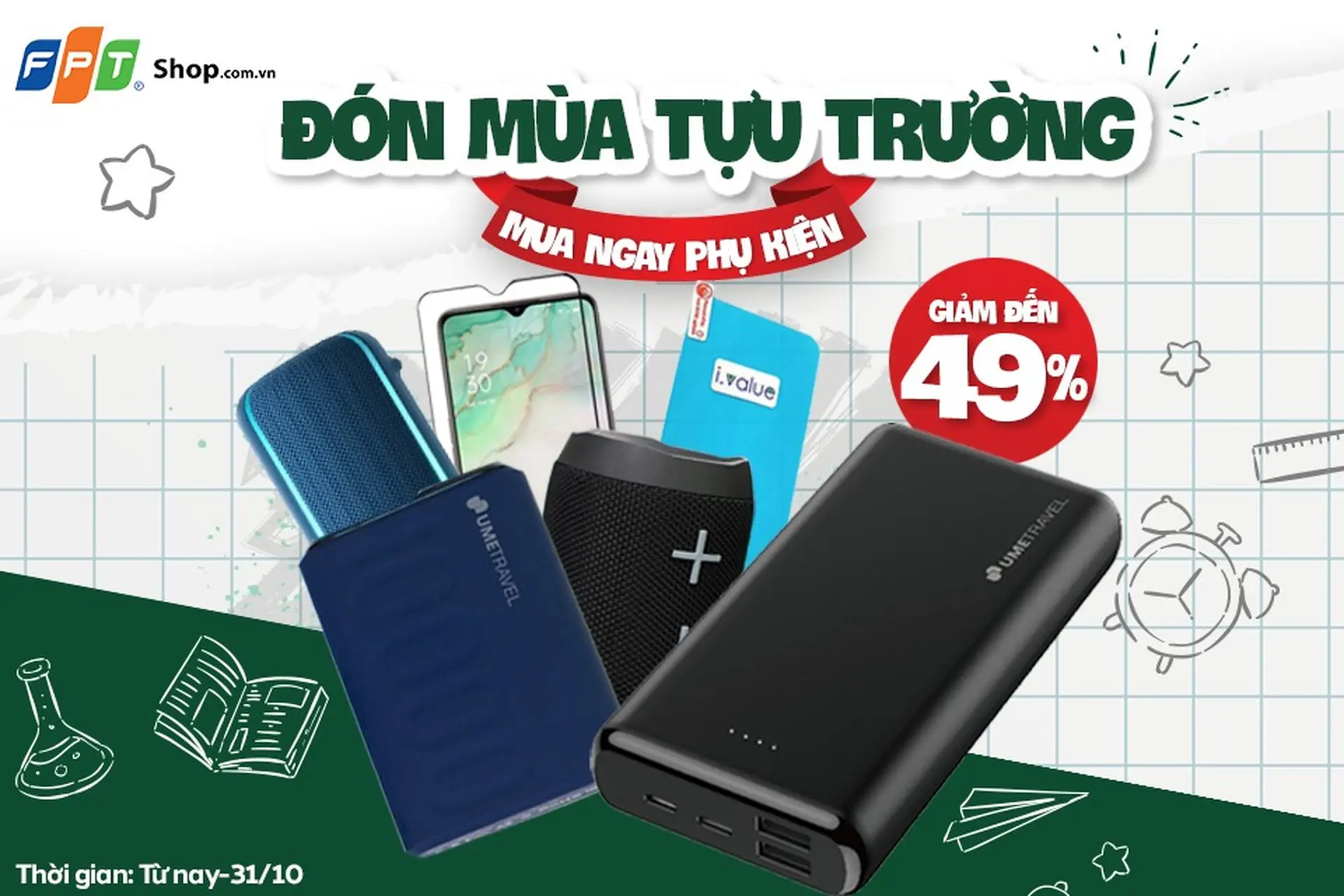 Phụ kiện giảm giá đến 49% nhân mùa tựu trường