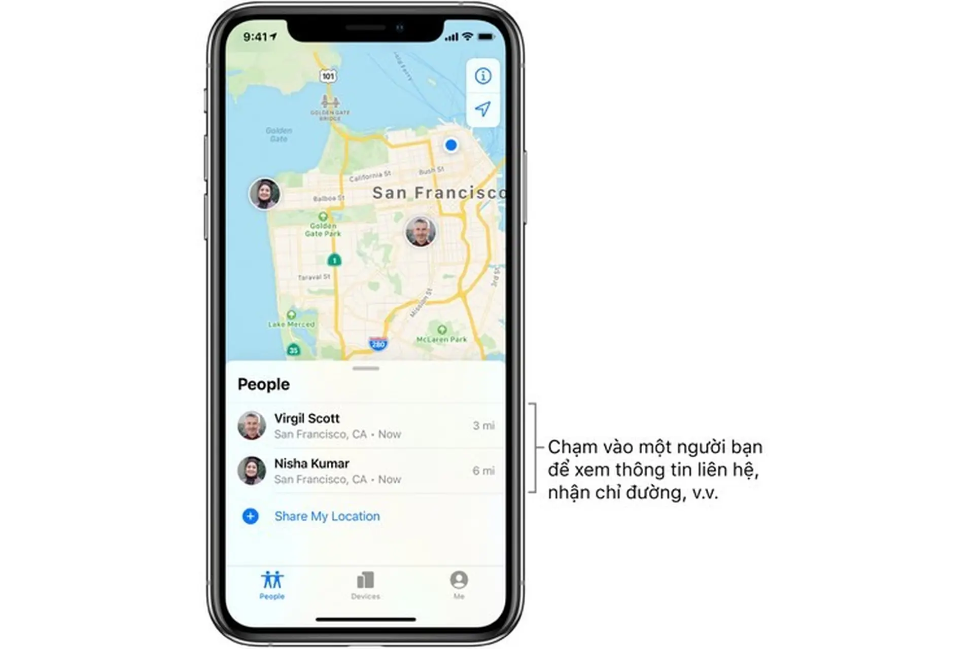 Định vị bạn bè trong ứng dụng Tìm trên iOS 14