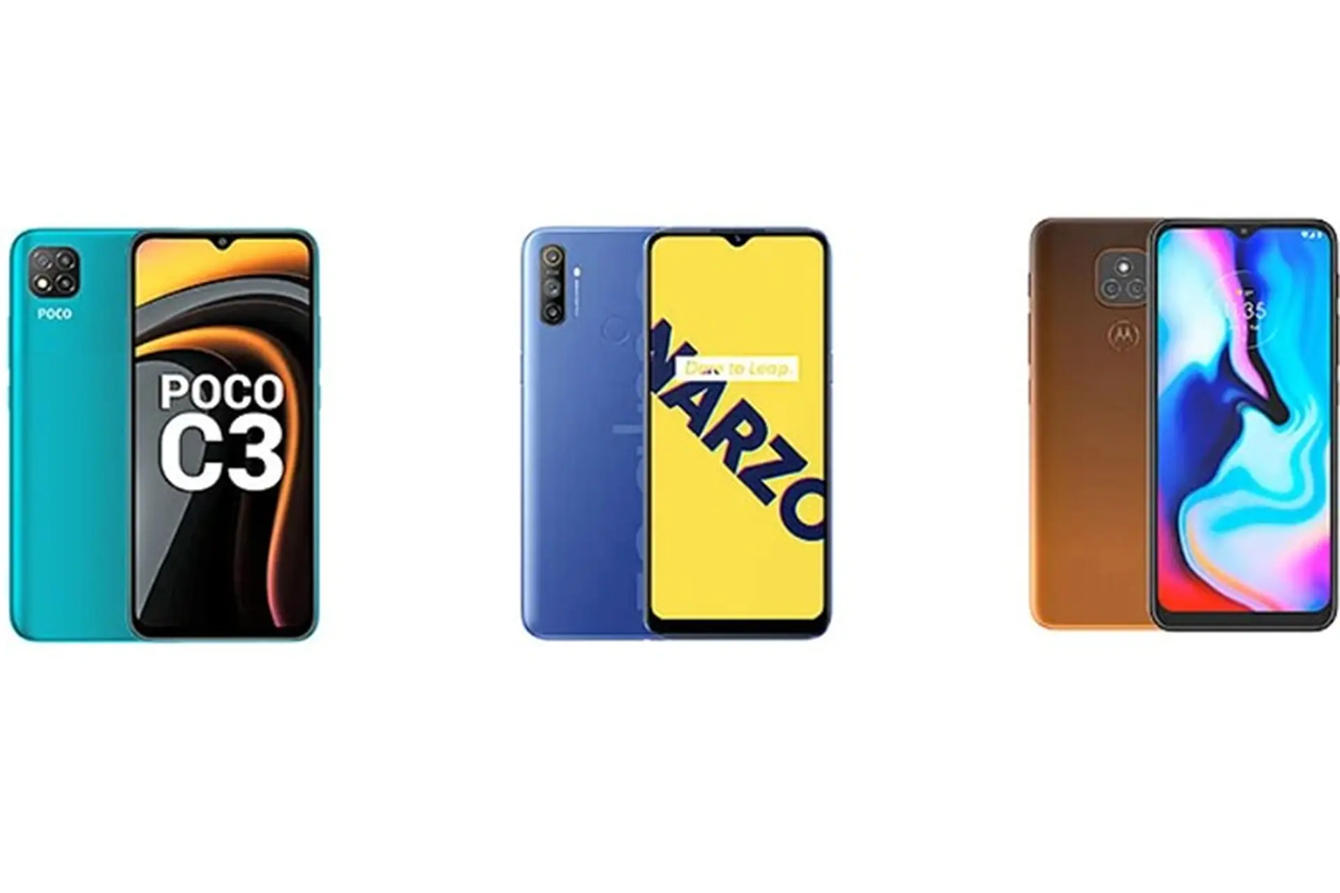 So sánh Xiaomi POCO C3 với Realme Narzo 10A và Moto E7 Plus