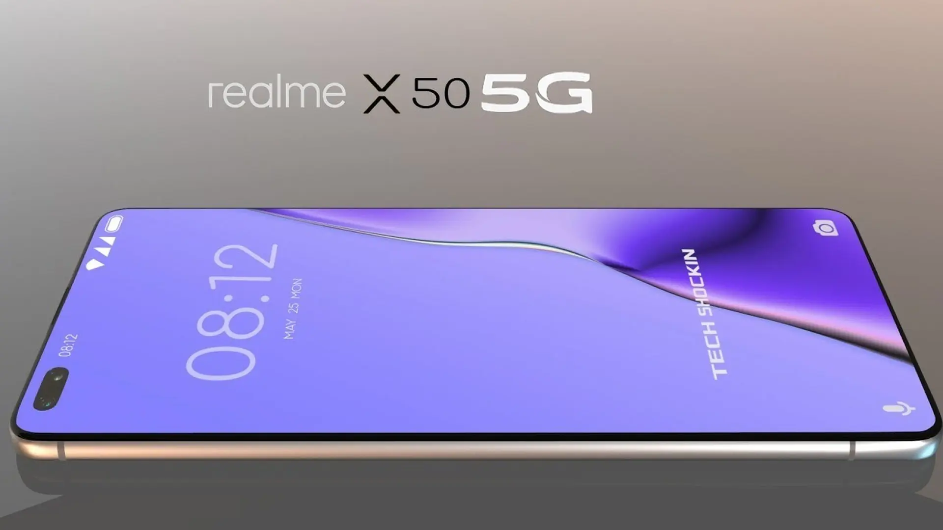 Realme đăng ảnh chính thức Realme X50 5G tiết lộ mặt trước với màn hình tràn viền, camera selfie kép