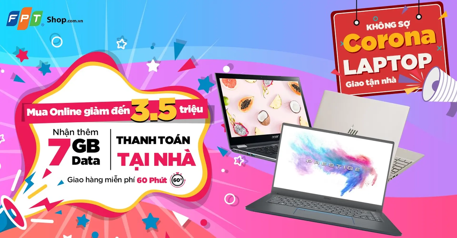 Không sợ corona, laptop giao tận nhà, FPT Shop còn giảm đến 3,5 triệu