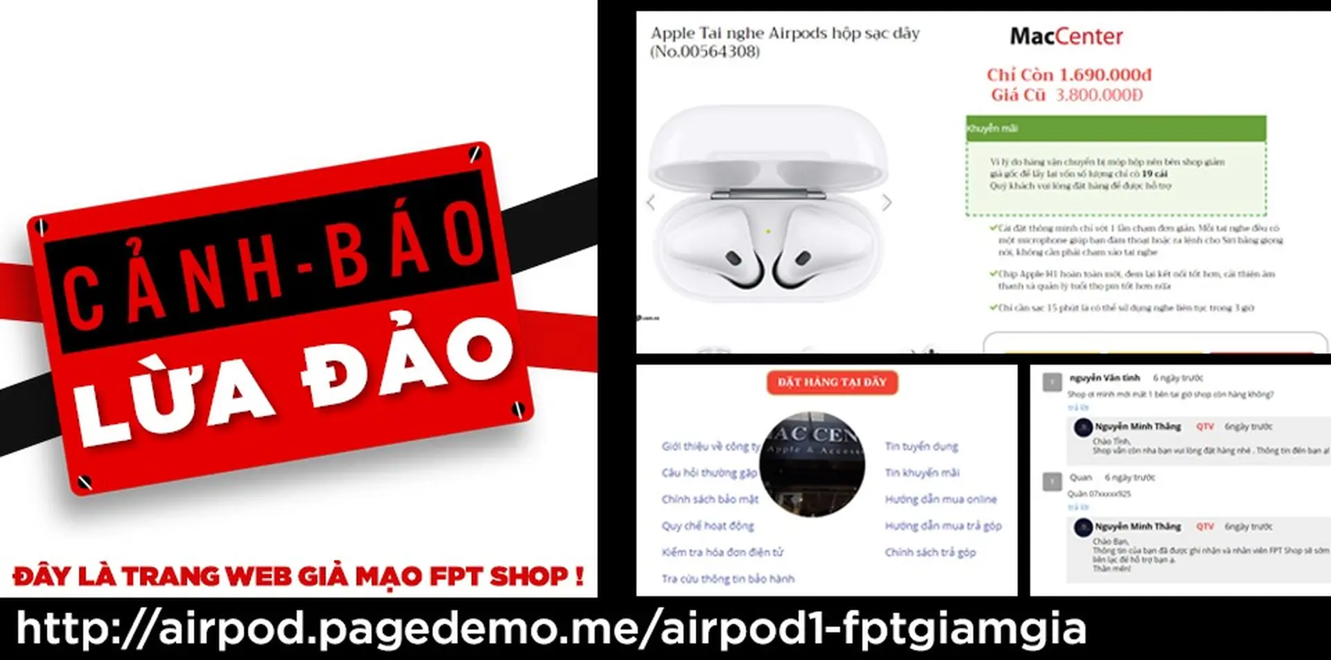 Cảnh báo: Website giả mạo website FPT Shop