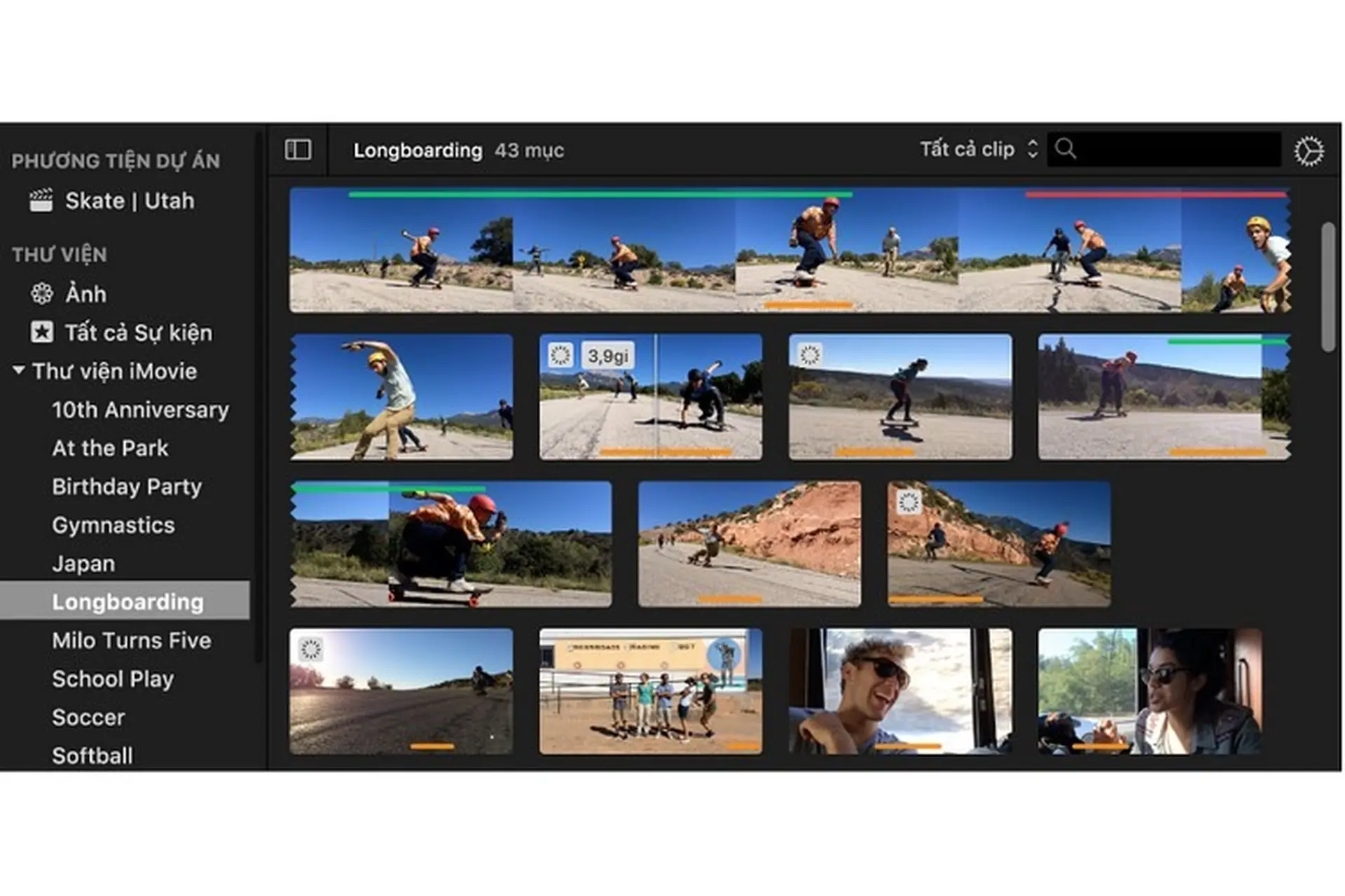 Thêm các clip trên iMovie