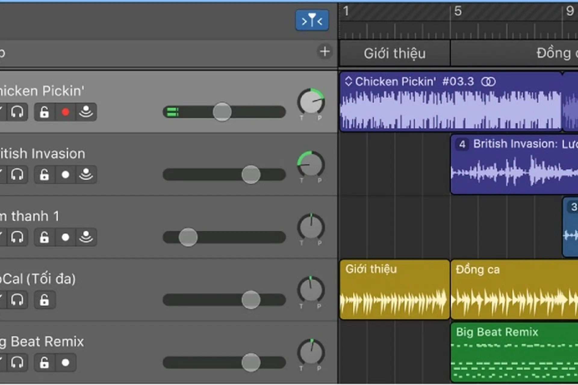 Tổng quan về dự án trong GarageBand