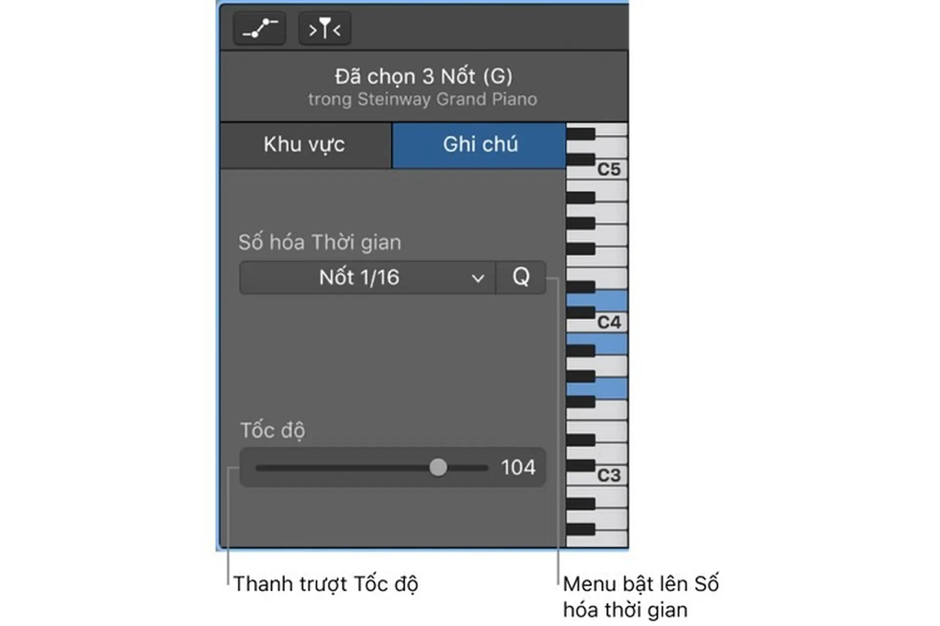 Tổng quan về Trình sửa cuộn piano