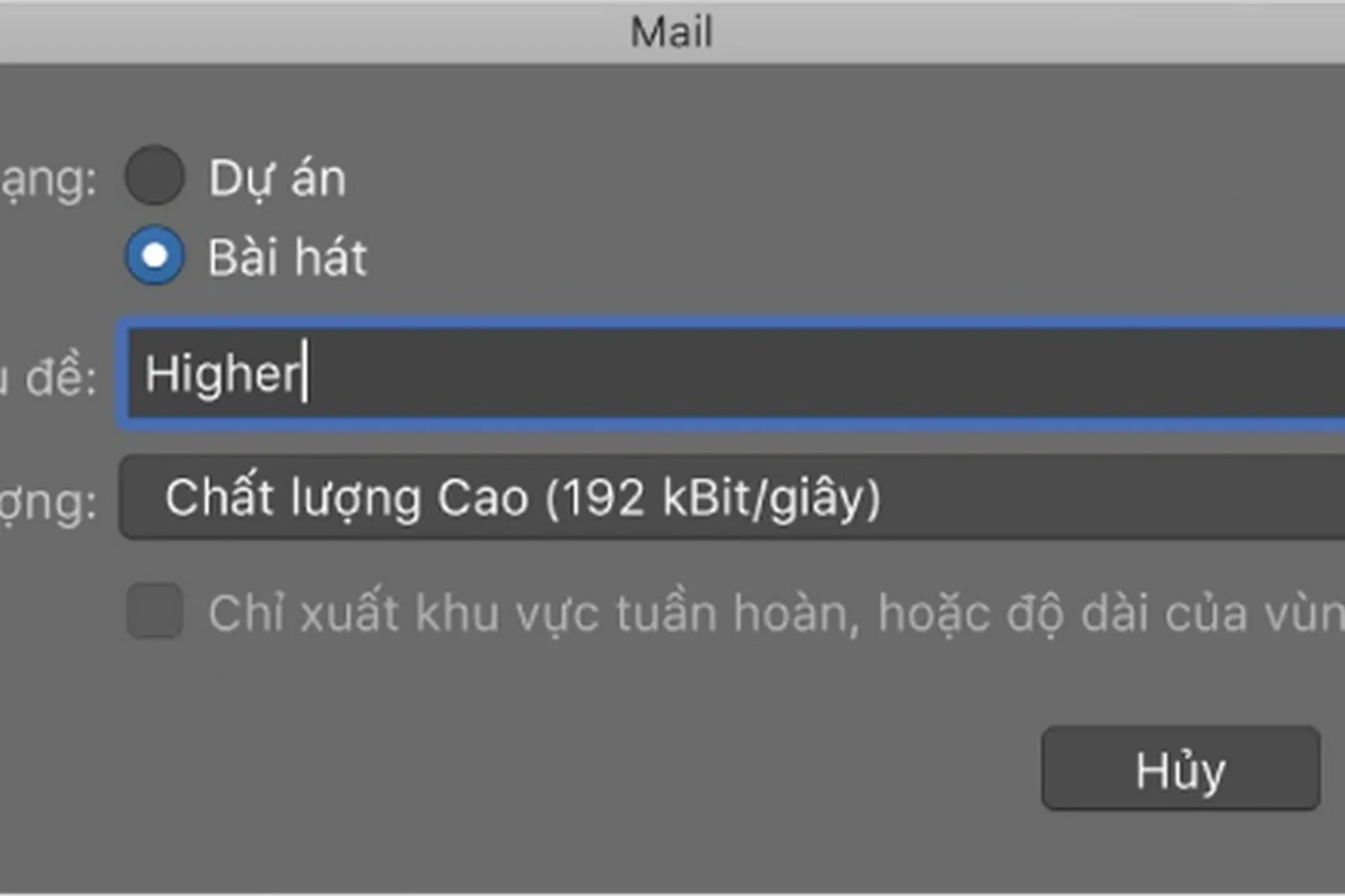 Chia sẻ bài hát bằng MailDrop