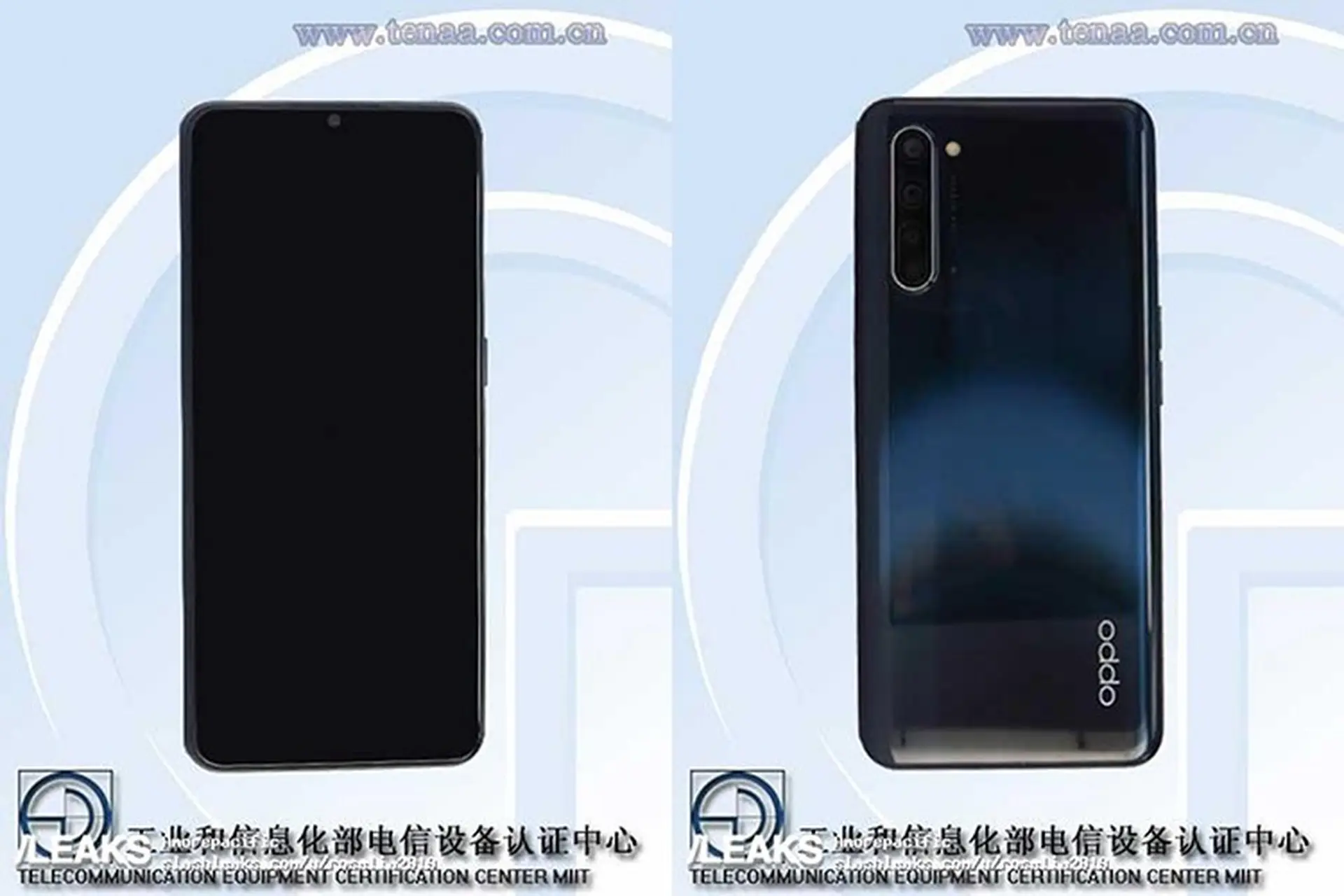 Smartphone OPPO PCLM50 lộ diện trên TENAA với màn hình giọt nước, 4 camera sau