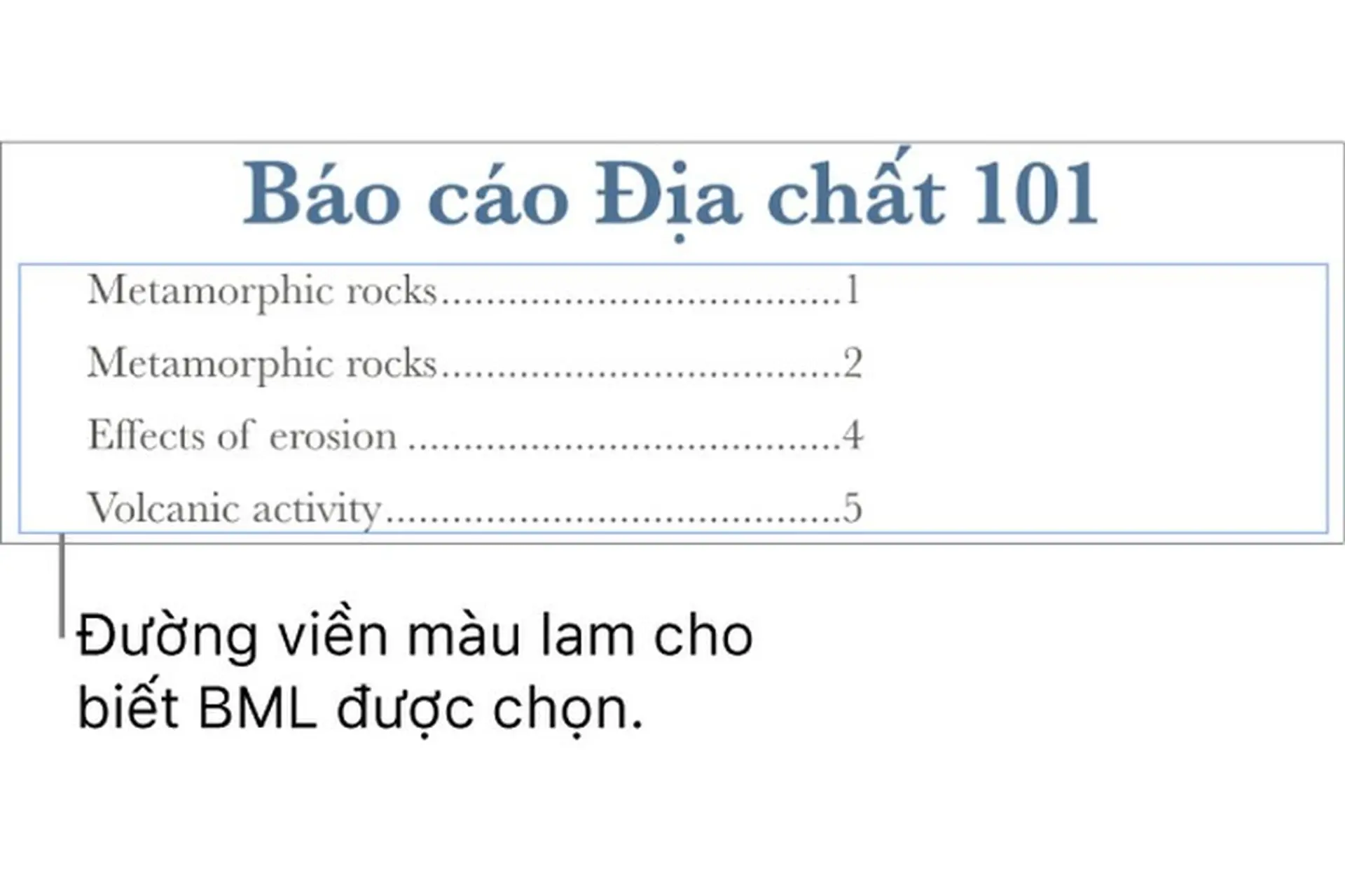 Tạo bảng mục lục trong Pages