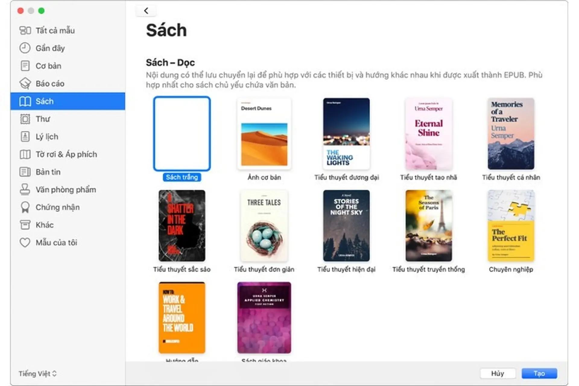 Giới thiệu về tạo sách trong Pages