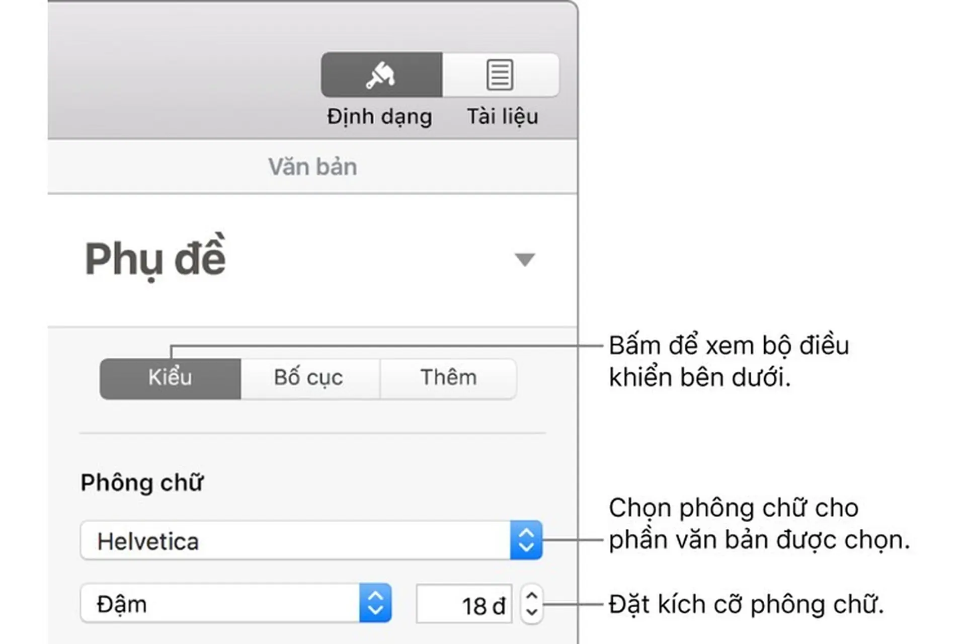 Thay đổi phông chữ hoặc kích cỡ phông chữ trong Pages