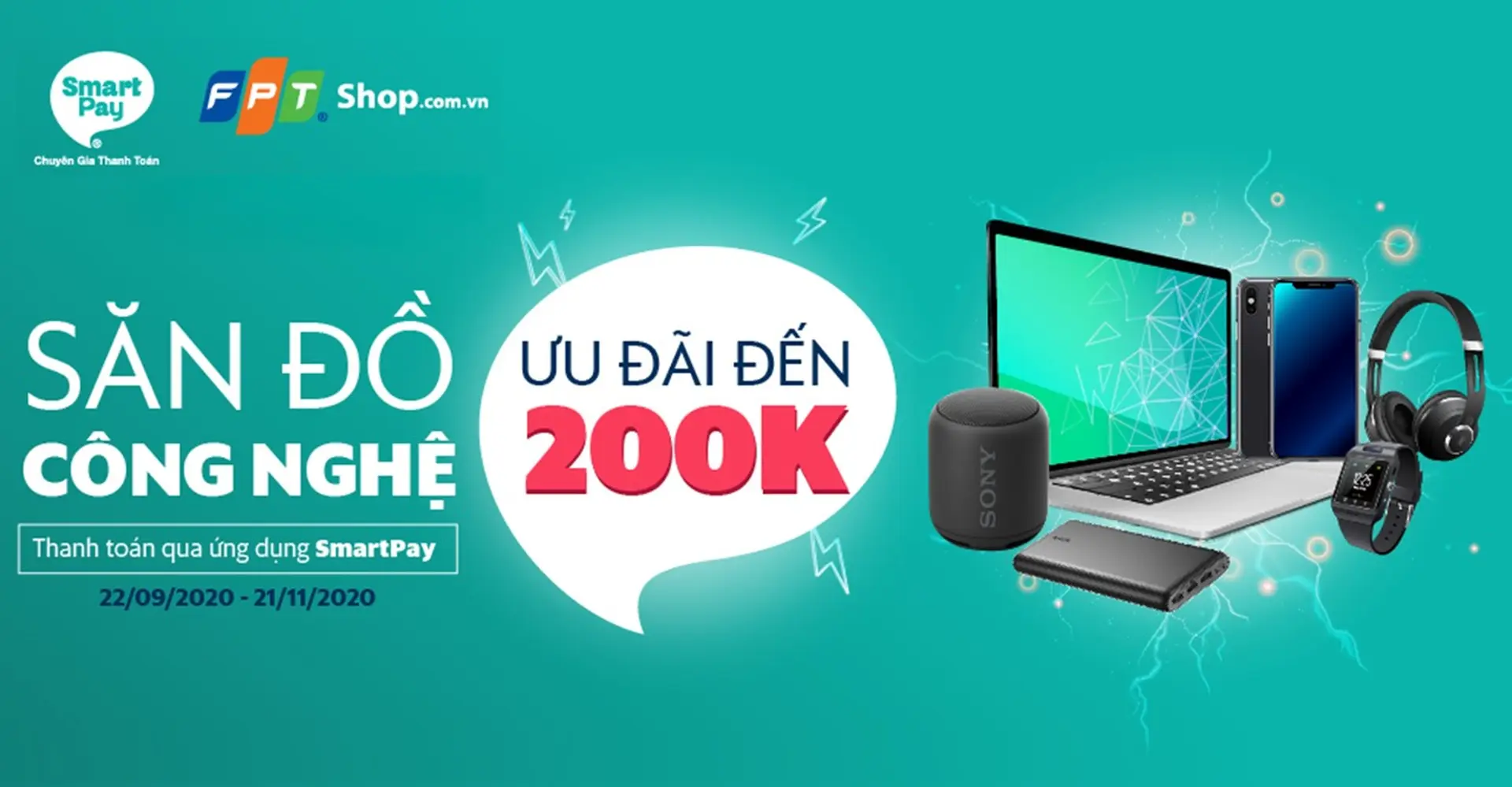 FPT Shop giảm ngay 5%, tối đa 200.000 đồng khi thanh toán trên website bằng ví SmartPay