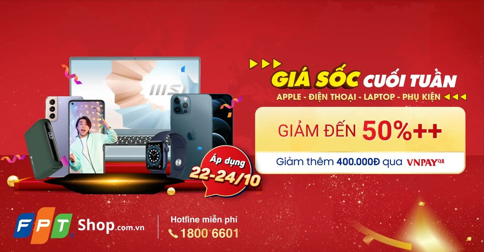 FPT Shop giảm giá đến 50%, chỉ 3 ngày cuối tuần!