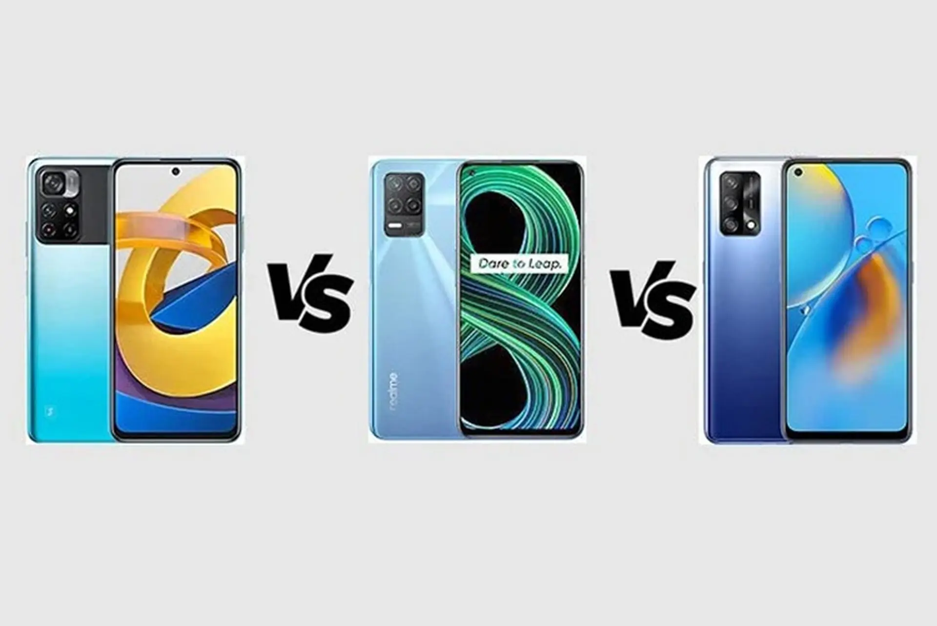 So sánh bộ ba điện thoại Xiaomi POCO M4 Pro, Realme 8 5G và OPPO A74