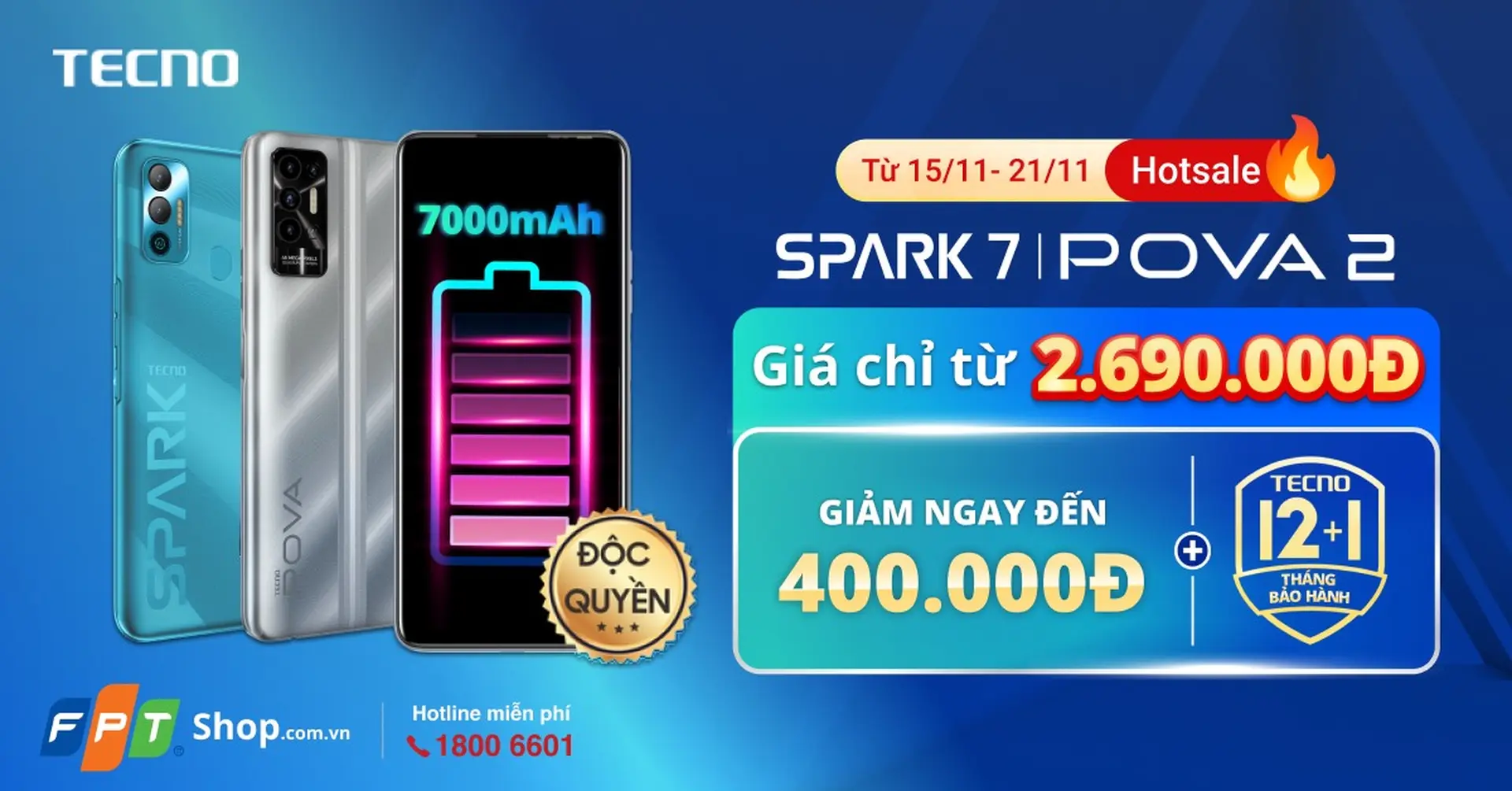 Độc quyền FPT Shop: smartphone Tecno màn hình khủng giá từ 2,39 triệu