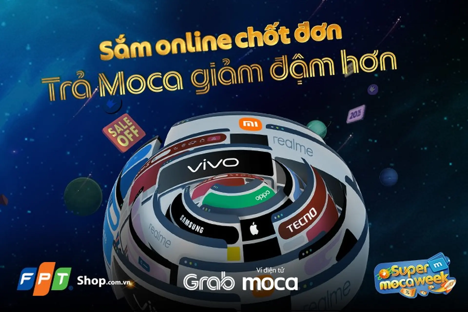 FPT Shop giảm đến 700.000 đồng cho khách hàng thanh toán qua ví Moca trên ứng dụng GRAB