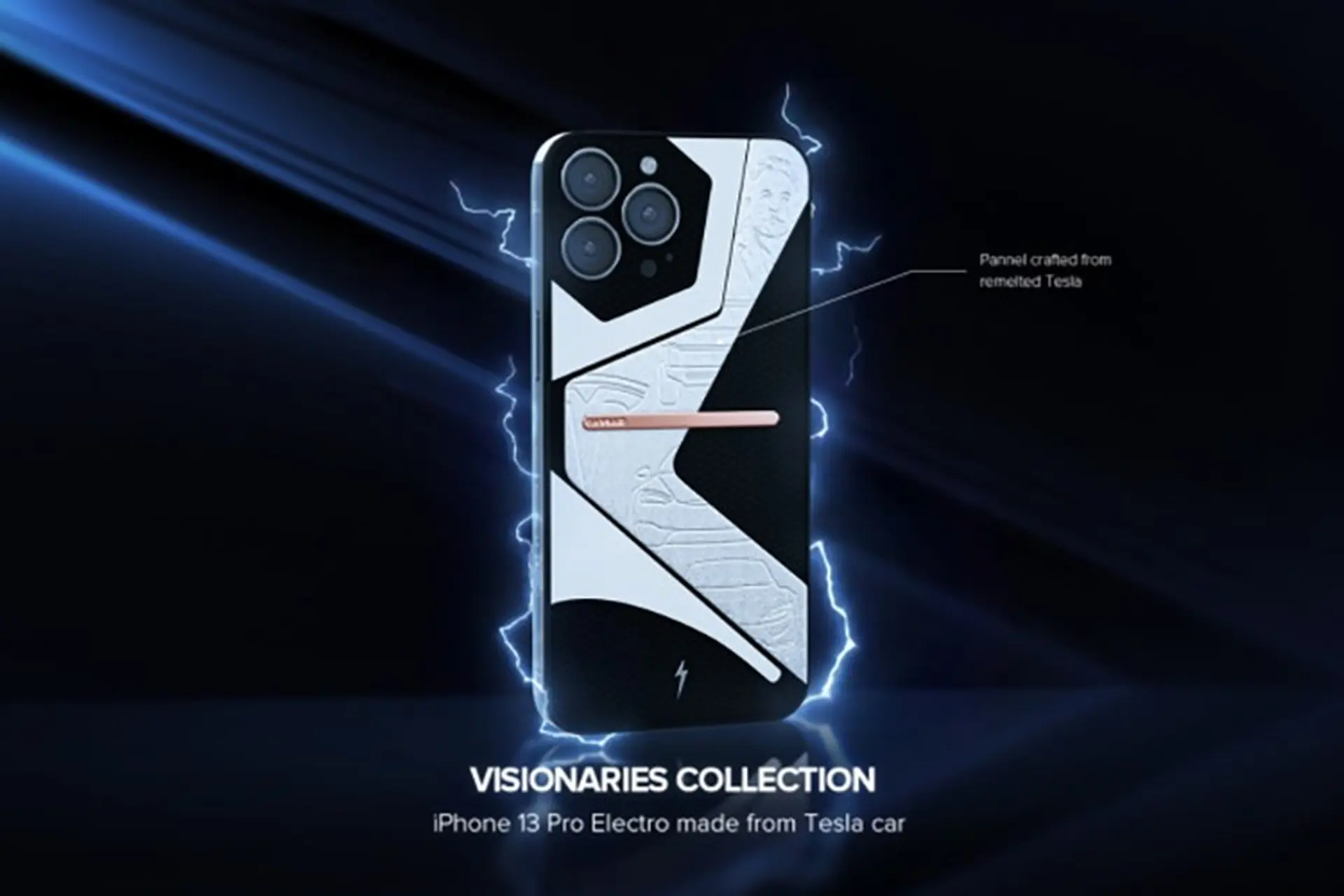 Tròn mắt trước phiên bản iPhone 13 Pro đặc biệt có mặt lưng làm từ chiếc Tesla Model 3 bị nấu chảy