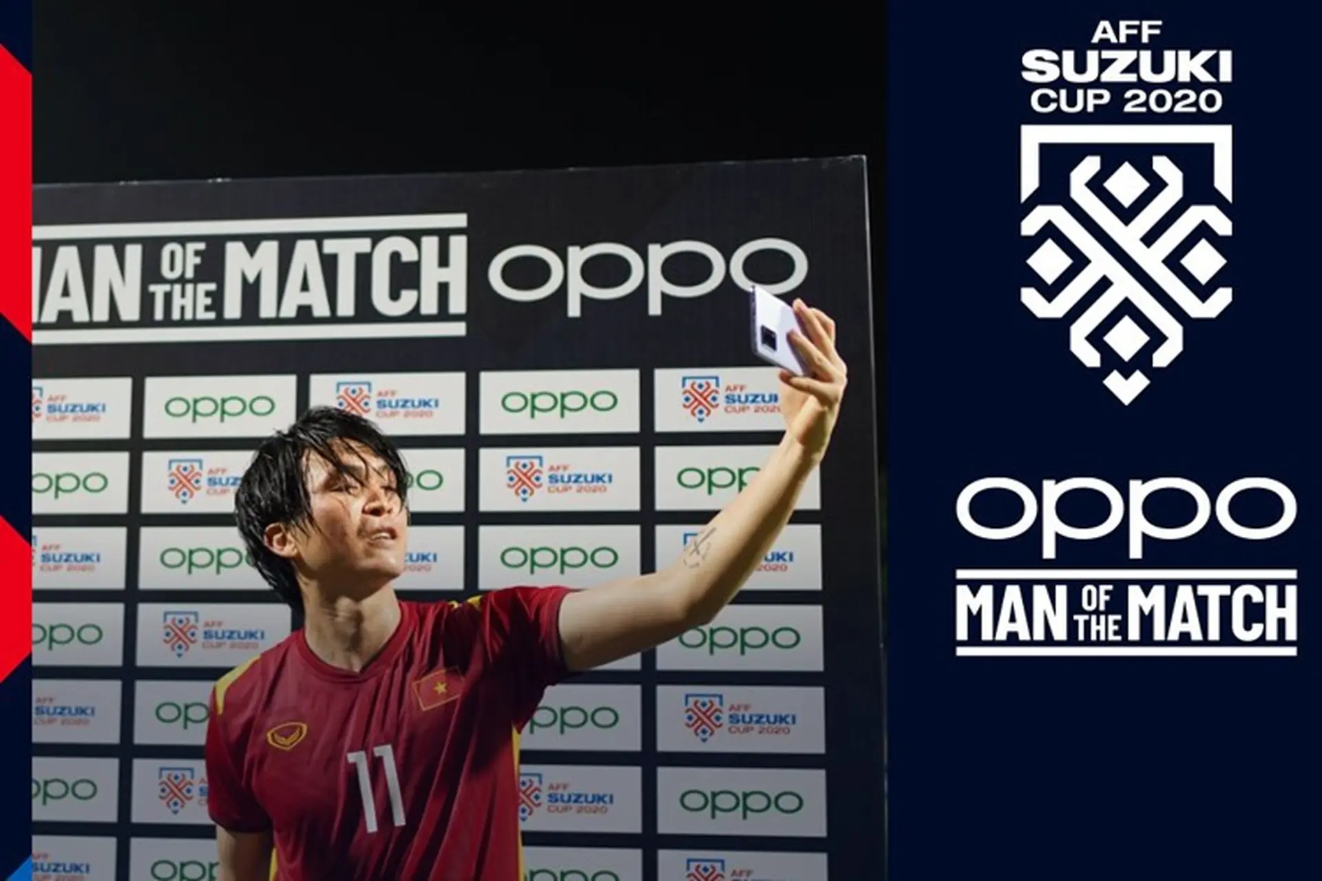 Cầu thủ Nguyễn Tuấn Anh đoạt danh hiệu “Man of the Match” với phần thưởng là OPPO A95 