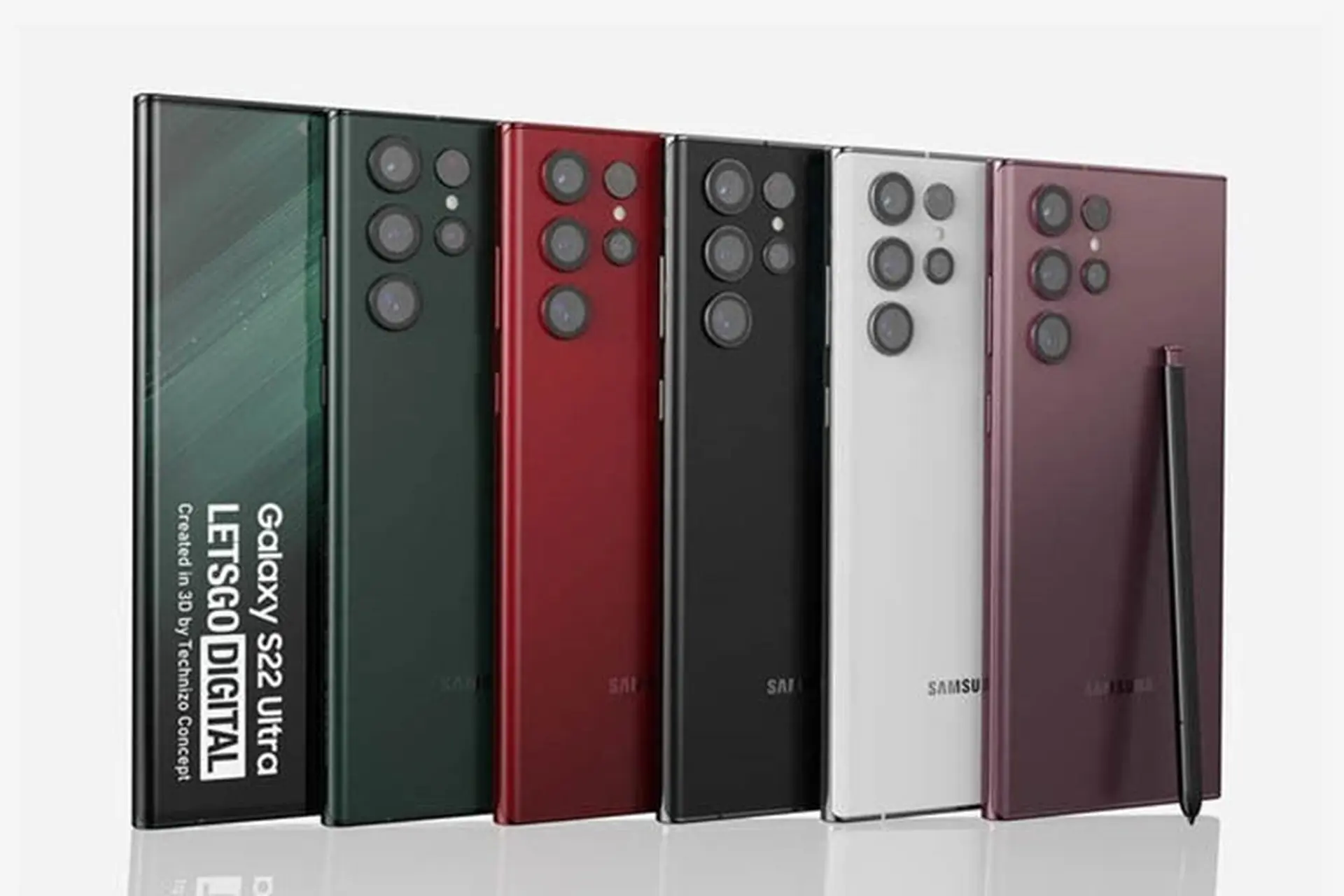 Màu sắc của Samsung Galaxy S22 Ultra được tiết lộ trong ảnh render mới