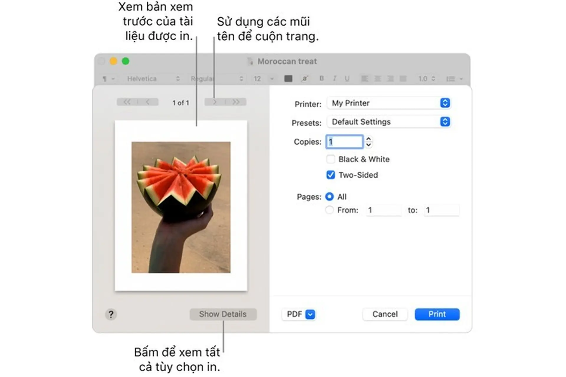 In tài liệu từ máy Mac của bạn