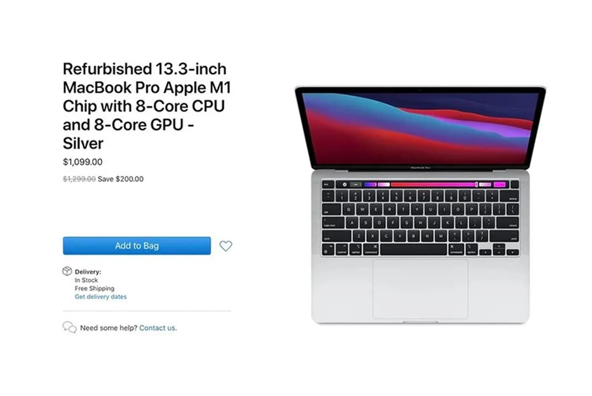 Apple bắt đầu bán MacBook Pro 13 inch refurbished dùng CPU M1
