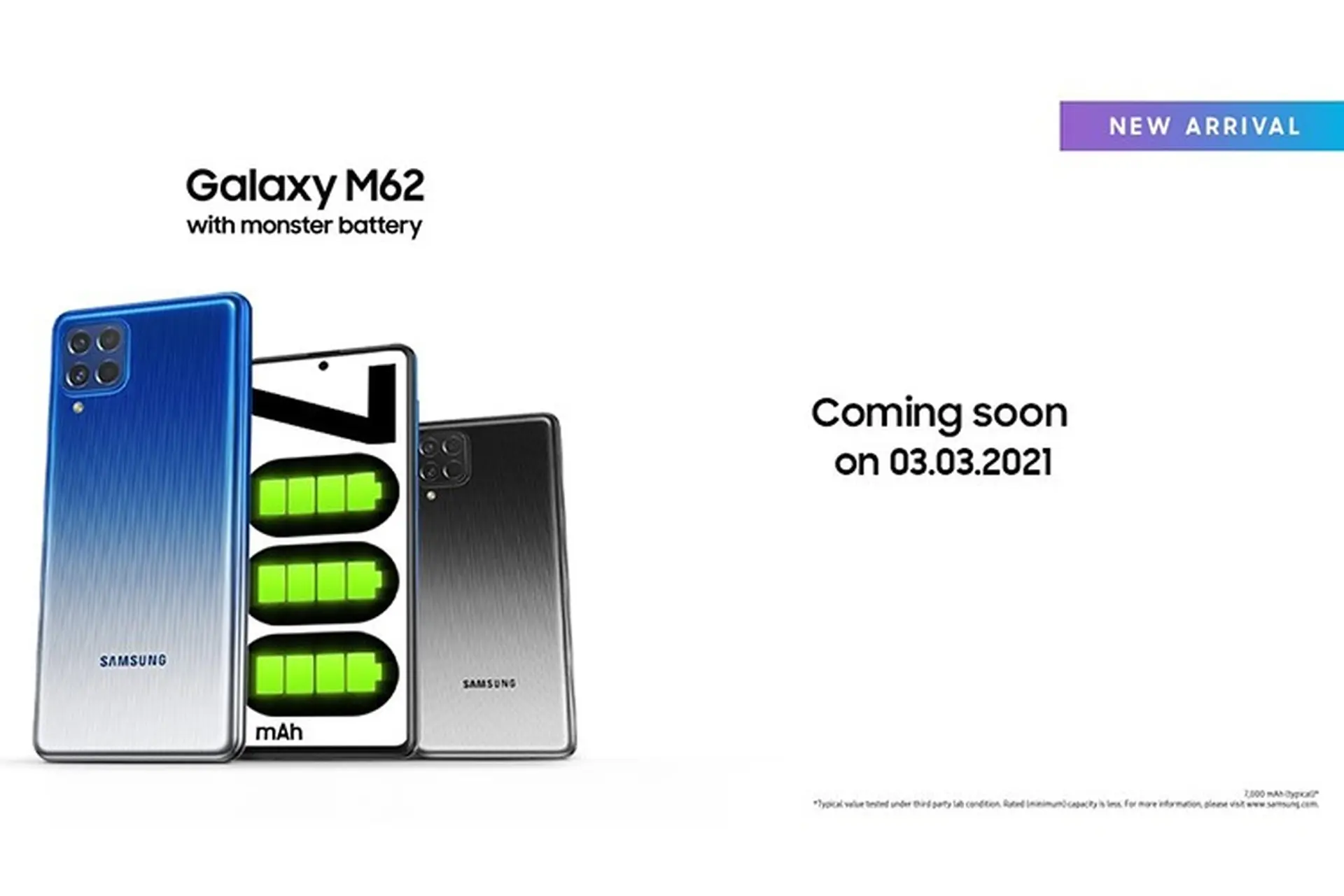 Samsung Galaxy M62 với pin 7,000 mAh sẽ ra mắt vào ngày 3/3