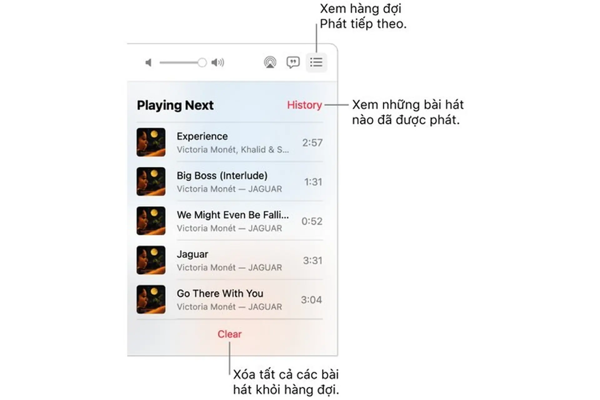 Sử dụng hàng đợi Phát tiếp theo trong ứng dụng Nhạc trên macOS Big Sur