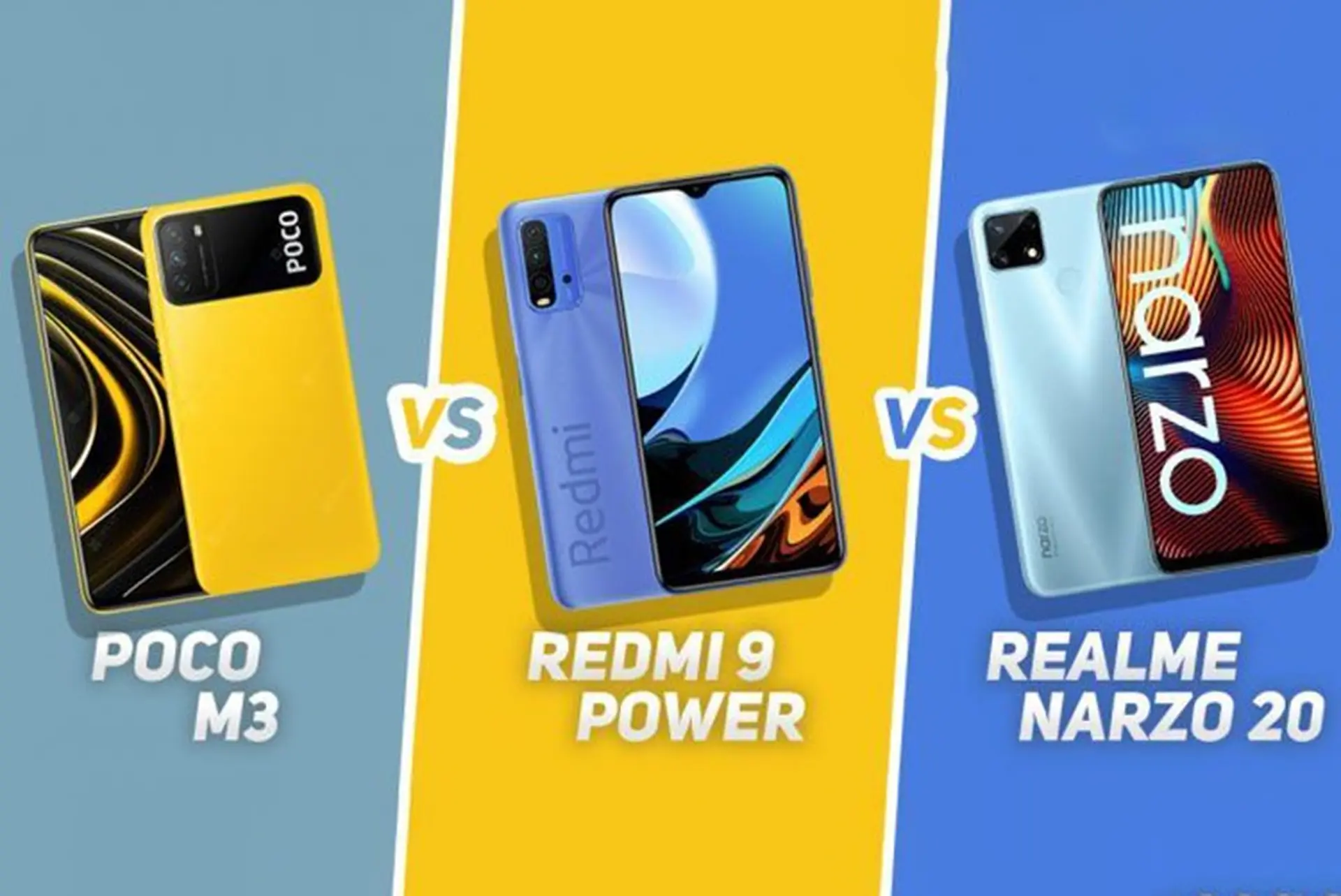 So sánh Xiaomi POCO M3 với Redmi 9 Power và Realme Narzo 20