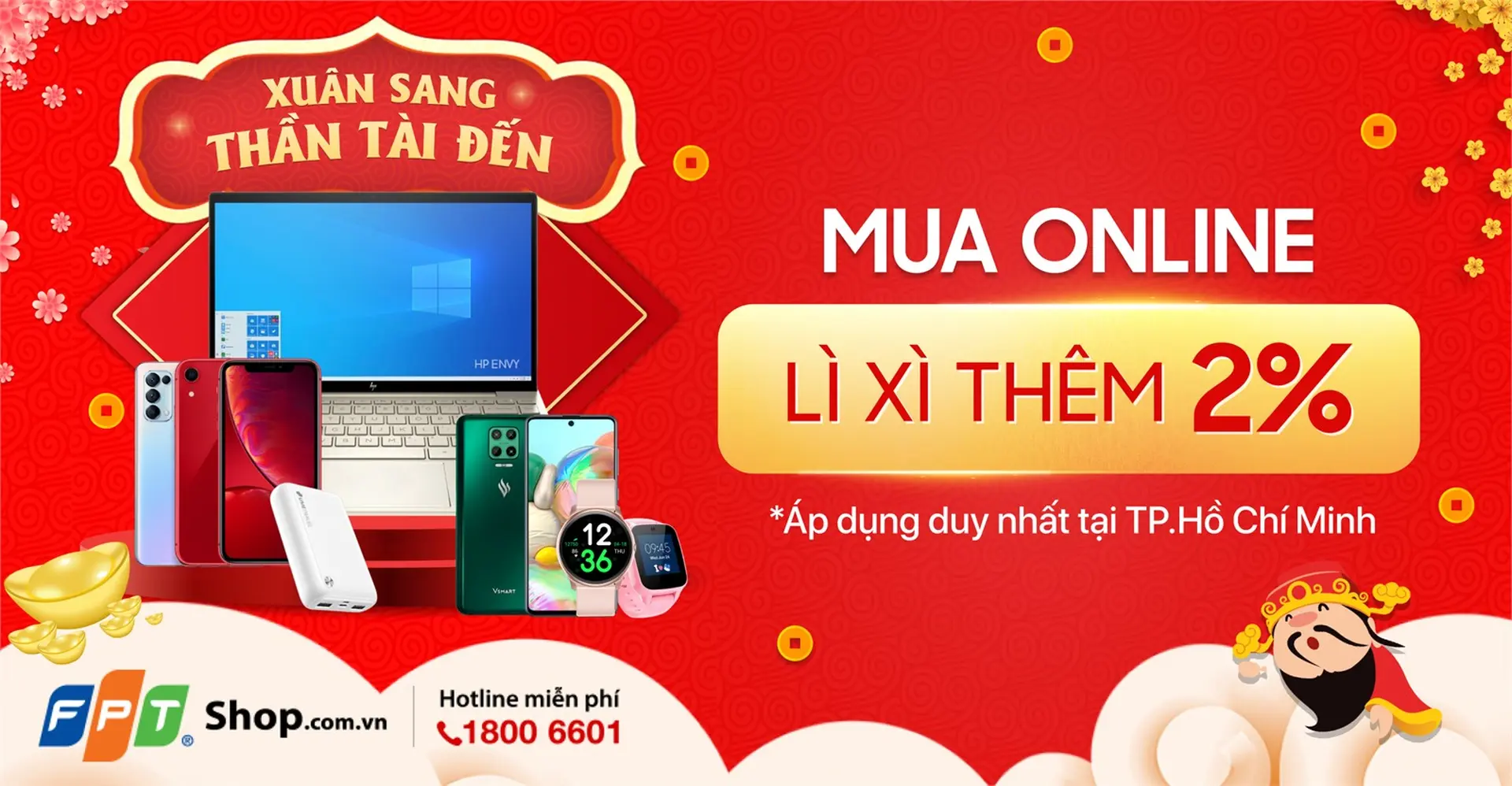 FPT Shop lì xì may mắn cho khách hàng mua online tại TP.HCM