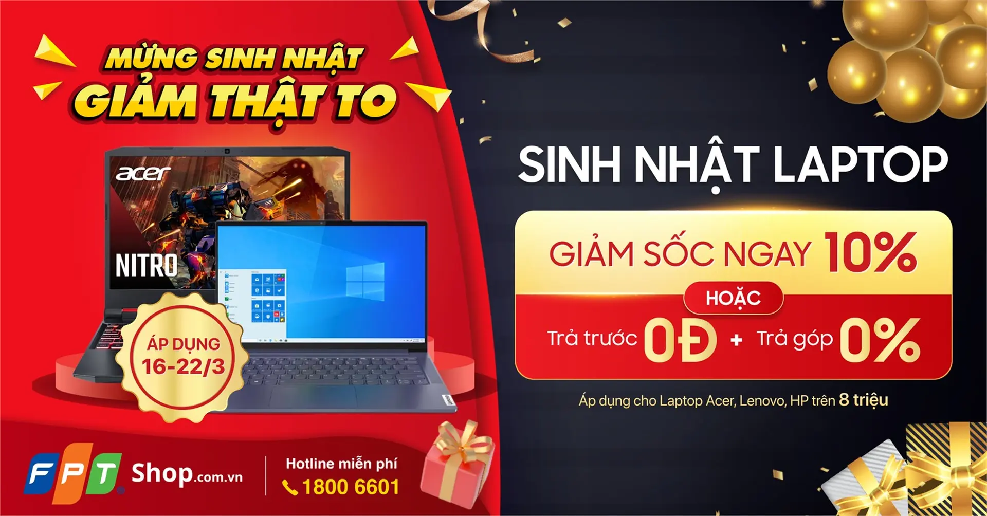 FPT Shop cán mốc 47 Trung tâm laptop, giảm sốc 10%
