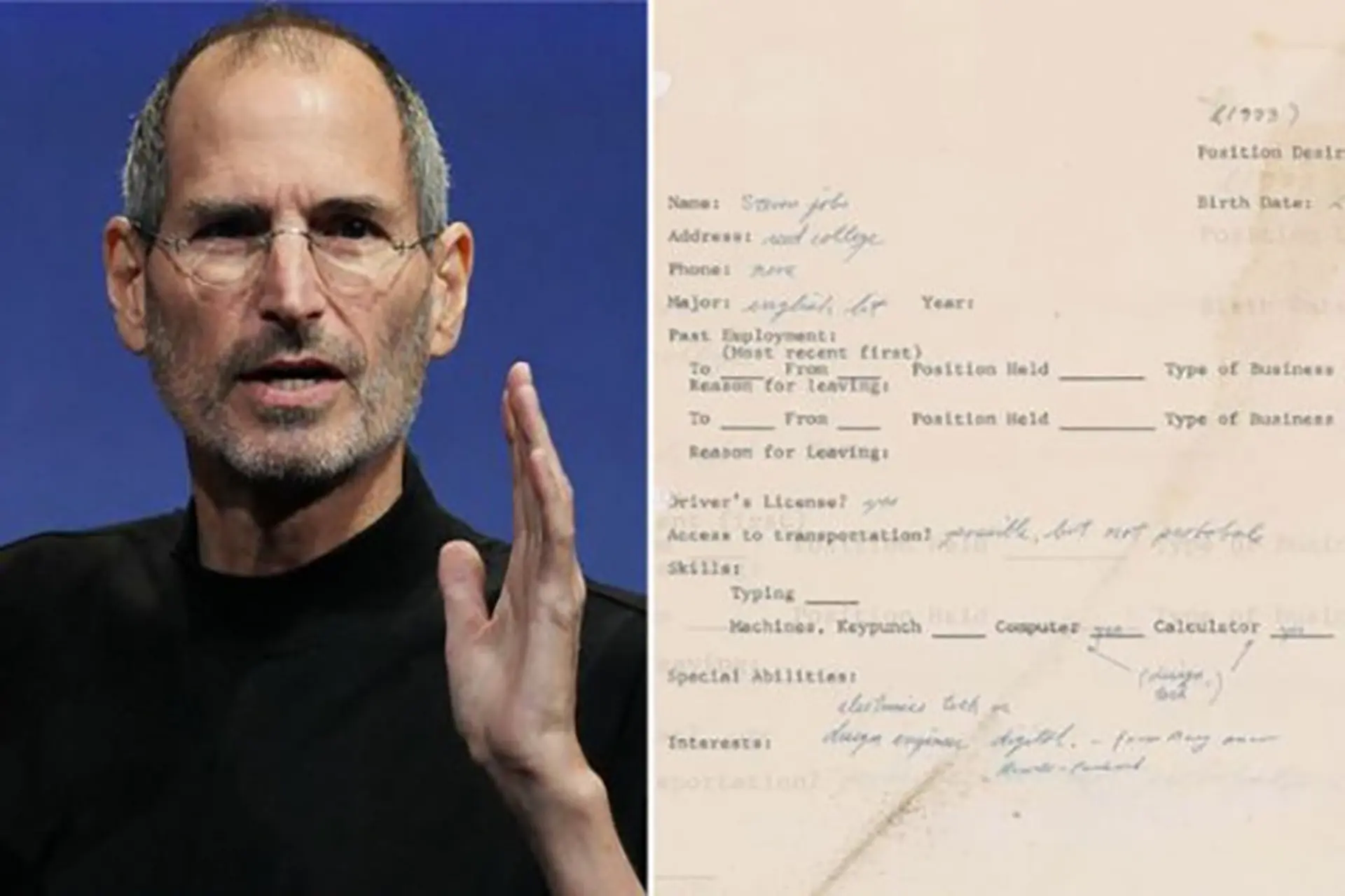 Đơn xin việc năm 1973 của cố CEO Apple Steve Jobs được bán với giá hơn 5 tỷ đồng