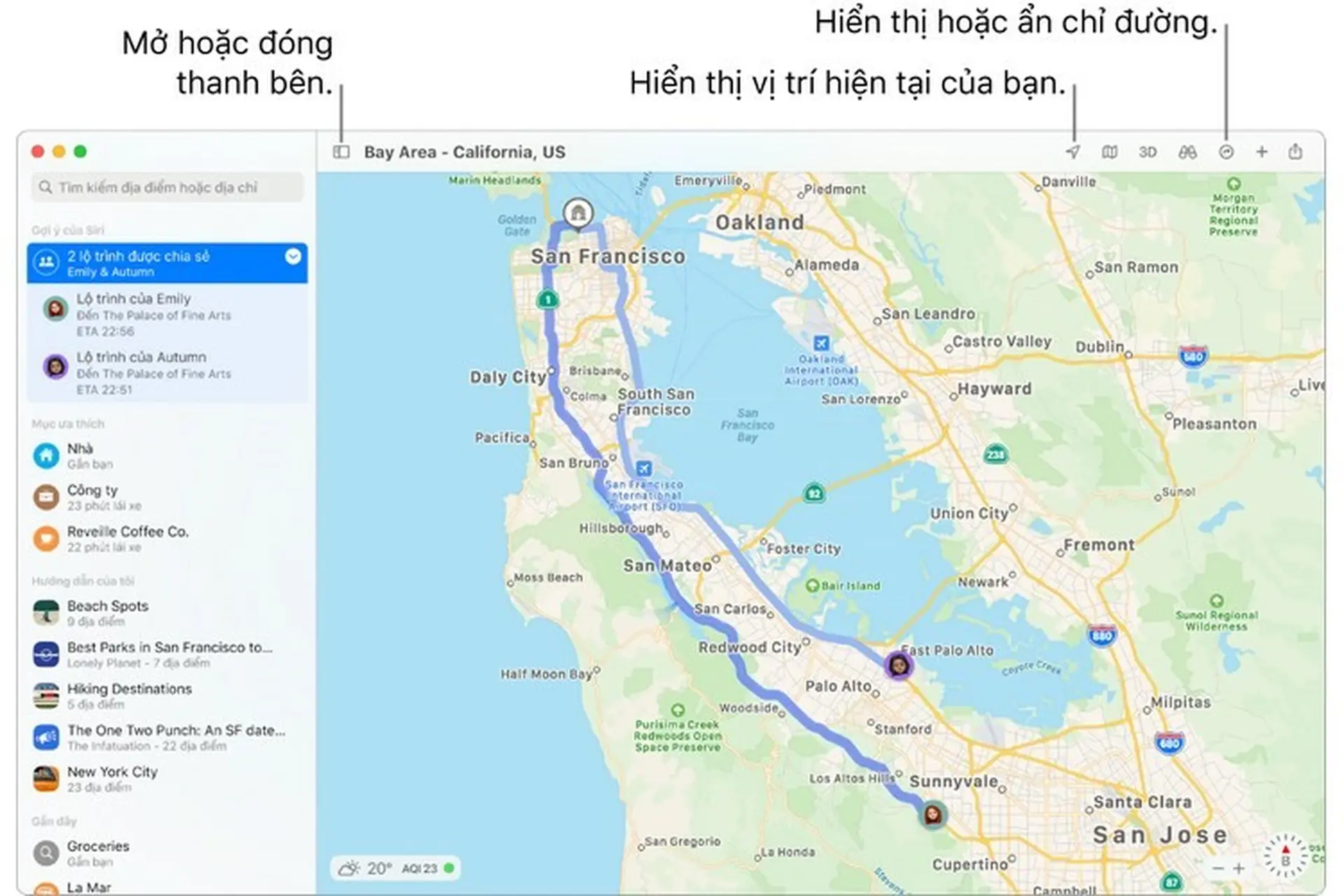 Ứng dụng Bản đồ trên macOS Big Sur
