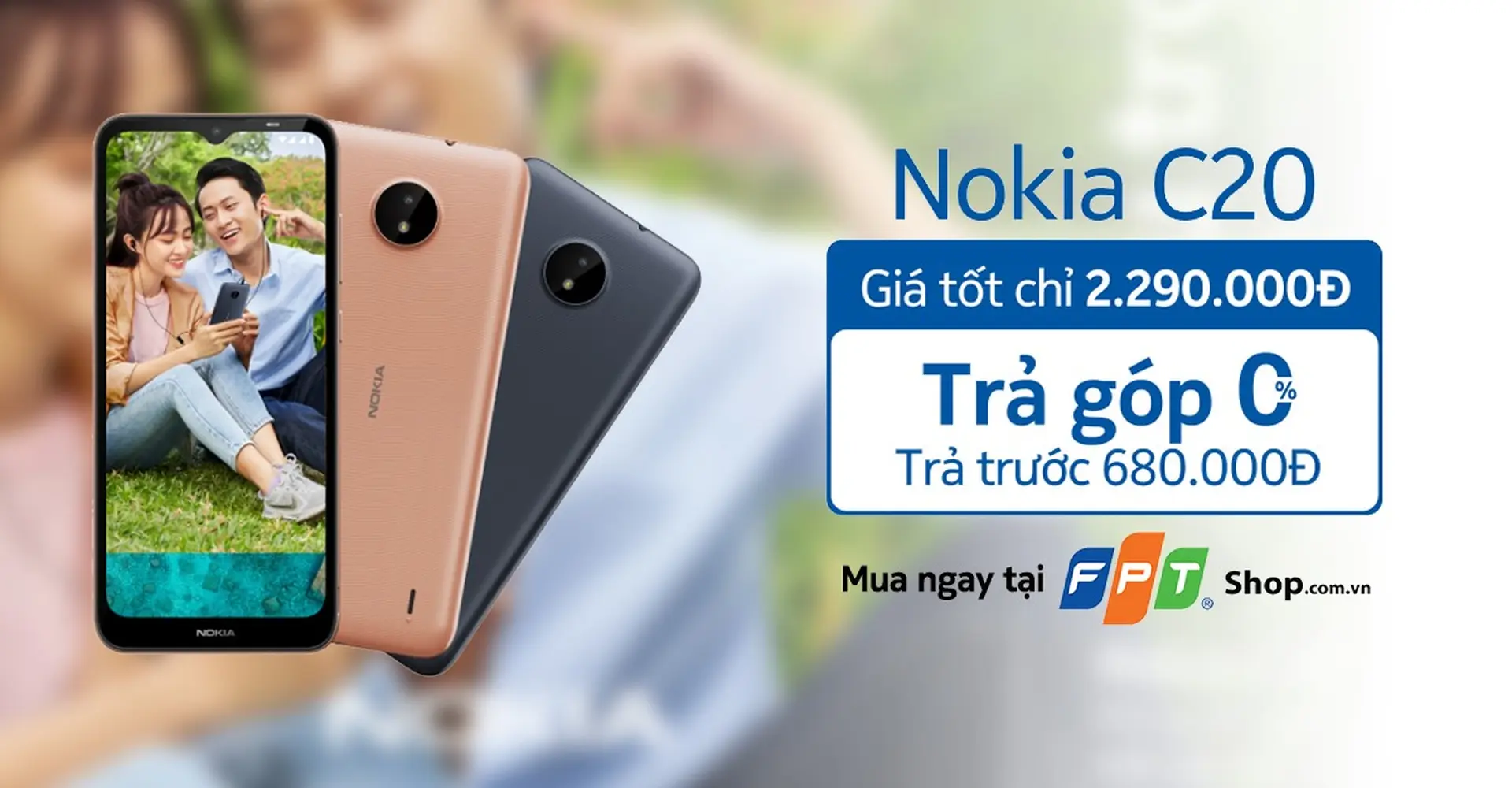 Nokia C20 lên kệ FPT Shop: giá chỉ 2,29 triệu, trả góp 0% lãi suất