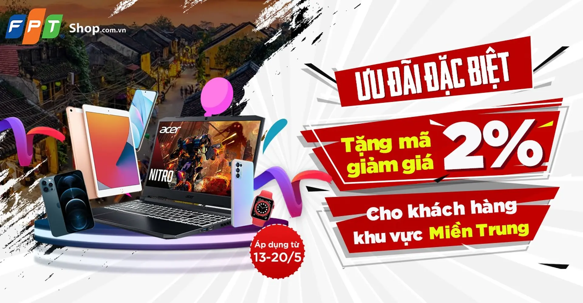 FPT Shop giảm thêm 2% cho khách hàng tại miền Trung