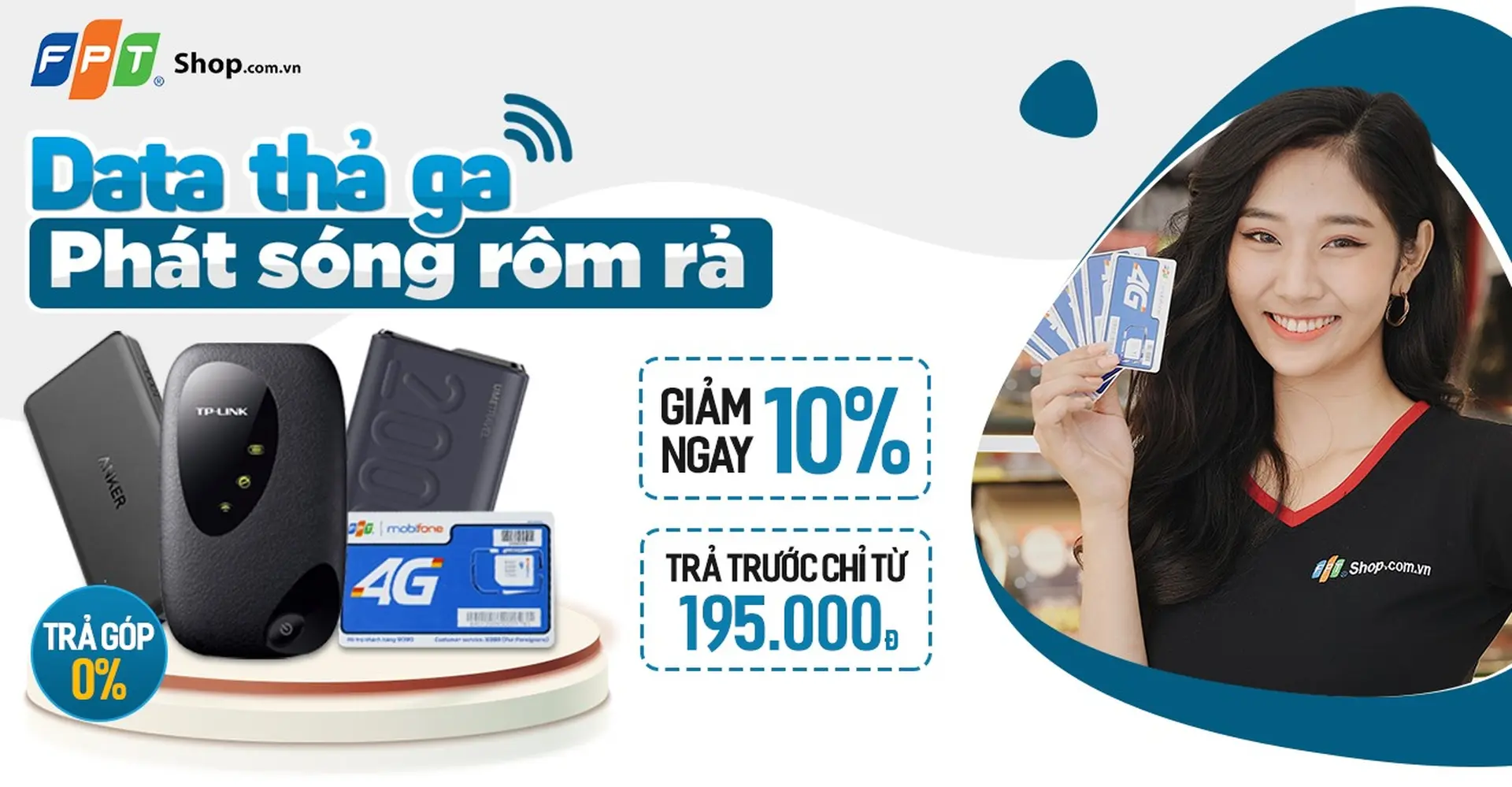Giảm 10% cho khách hàng chọn mua combo phát wifi di động tại FPT Shop