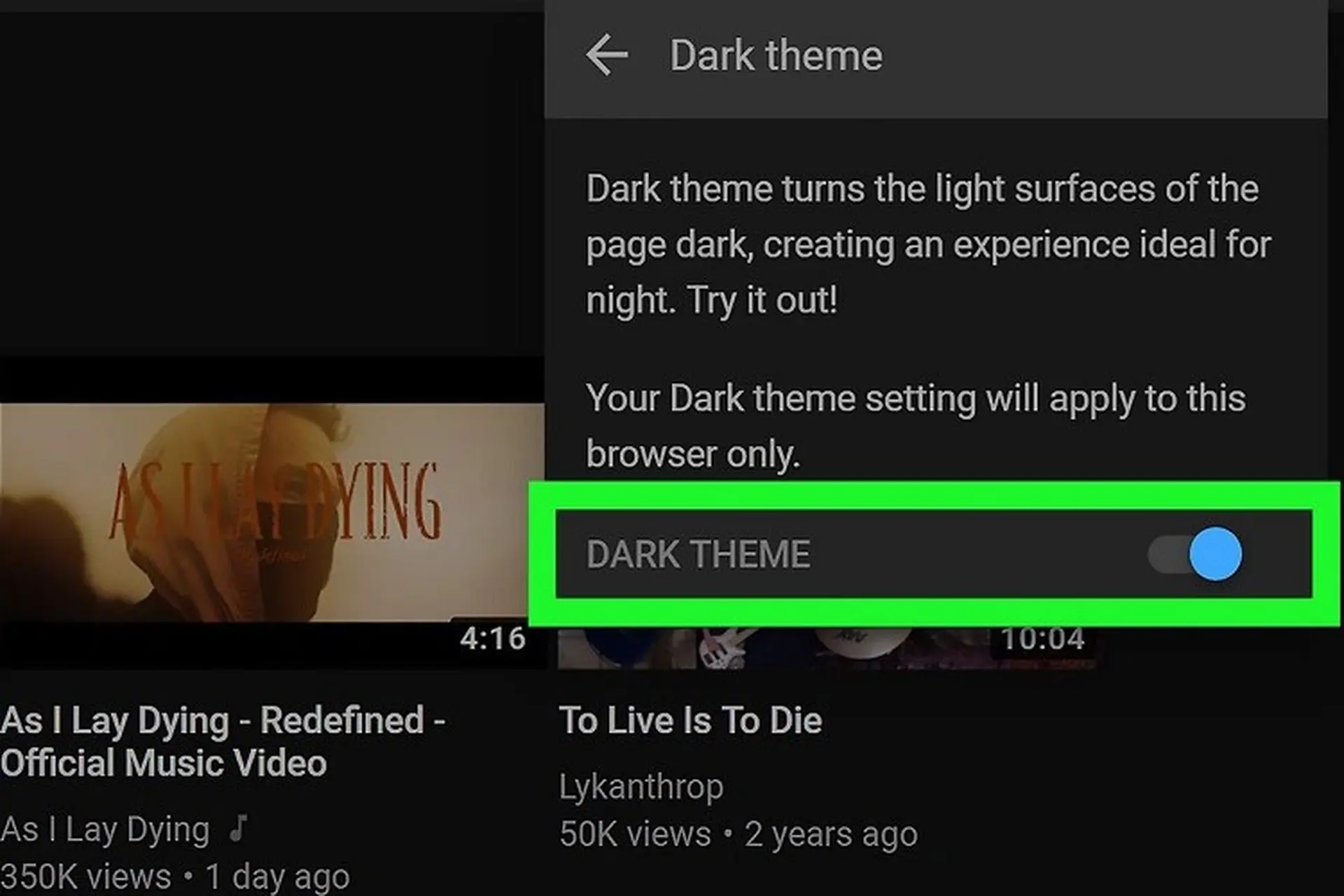 Cách bật Dark Mode cho YouTube phiên bản web