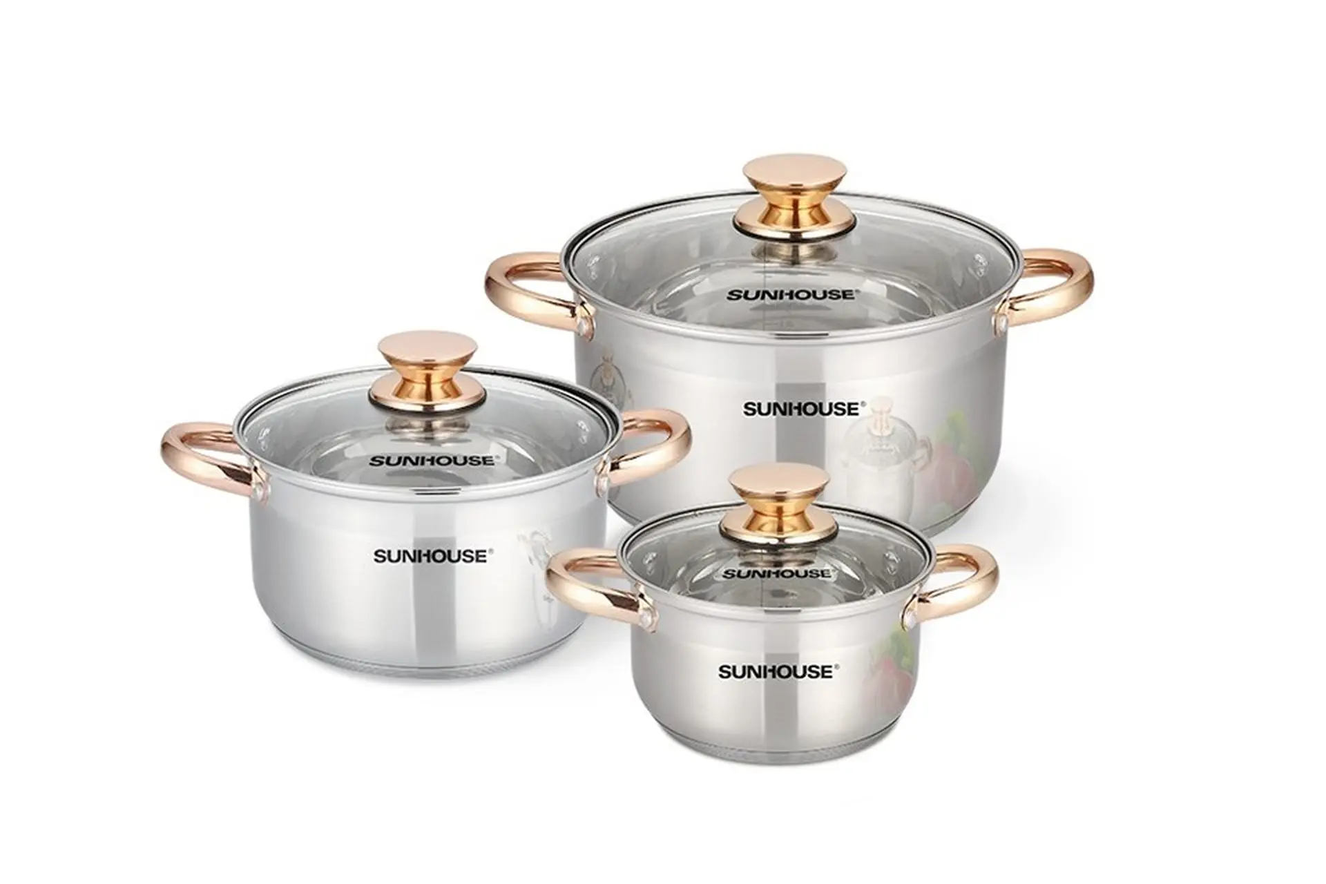 Bộ 3 nồi inox 5 đáy - đáy từ Sunhouse SH781