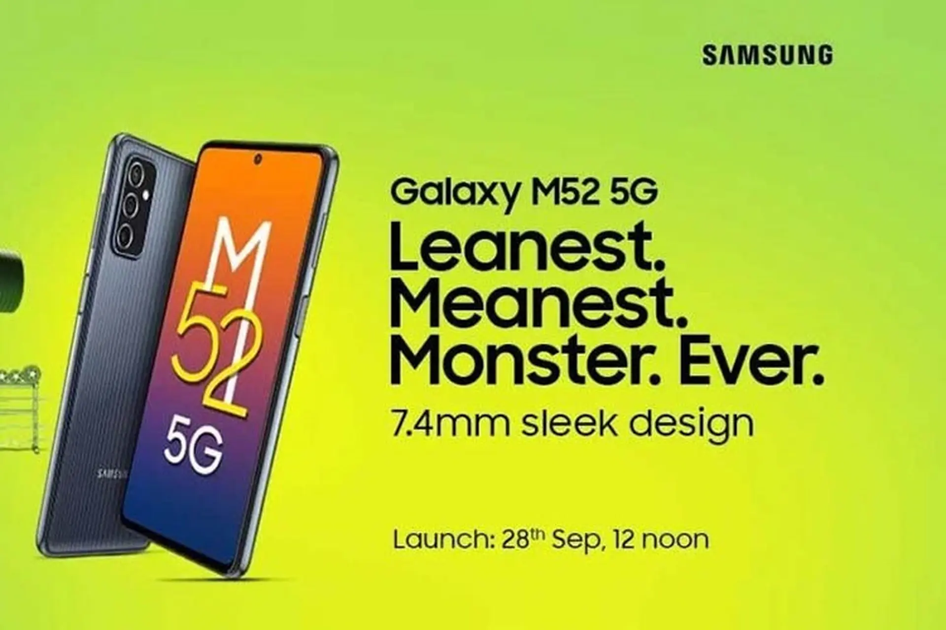 Samsung Galaxy M52 5G lộ ảnh teaser mới nhất, xác nhận ra mắt ngày 28/9
