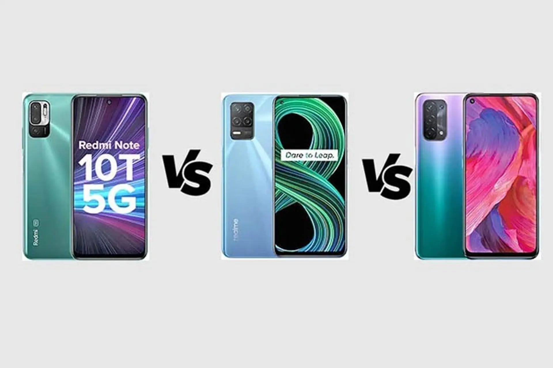 So sánh Realme 8 5G với Xiaomi Redmi Note 10T 5G và OPPO A54 5G