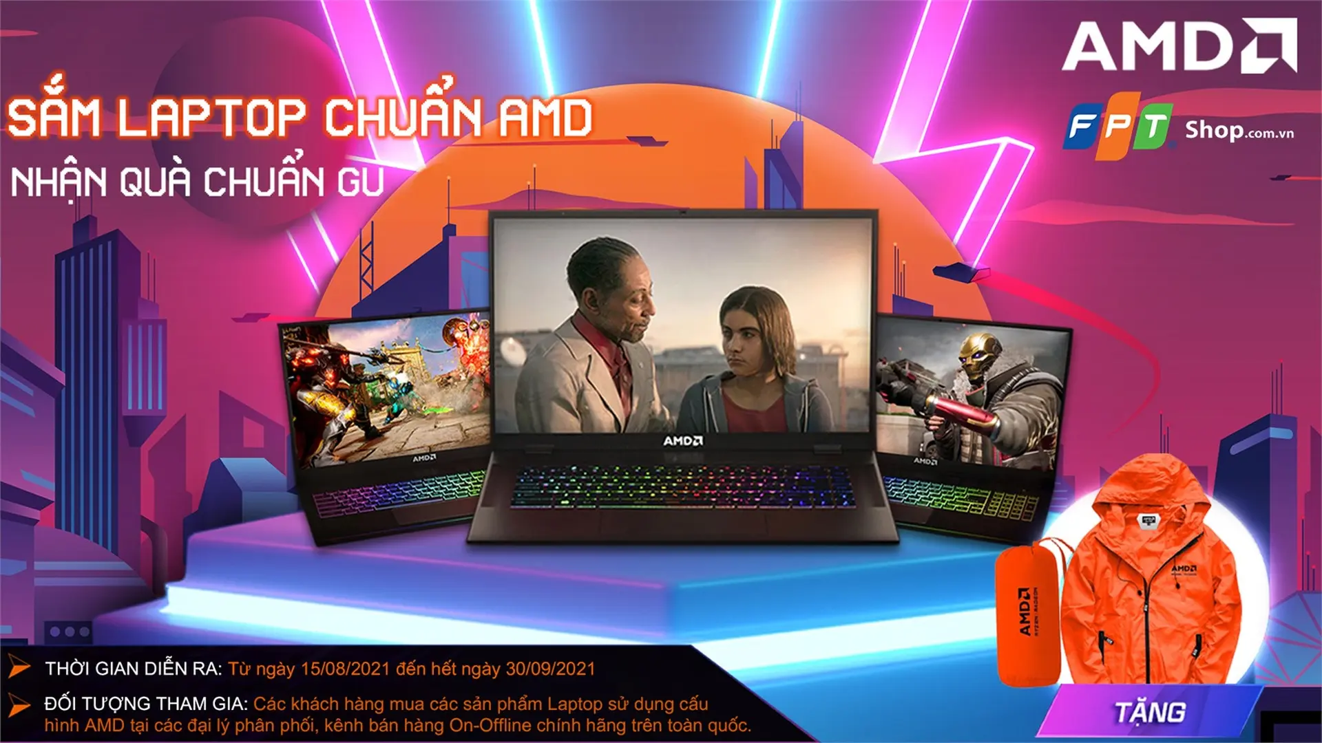 Mua laptop, FPT Shop tặng ngay áo khoác AMD cực chất
