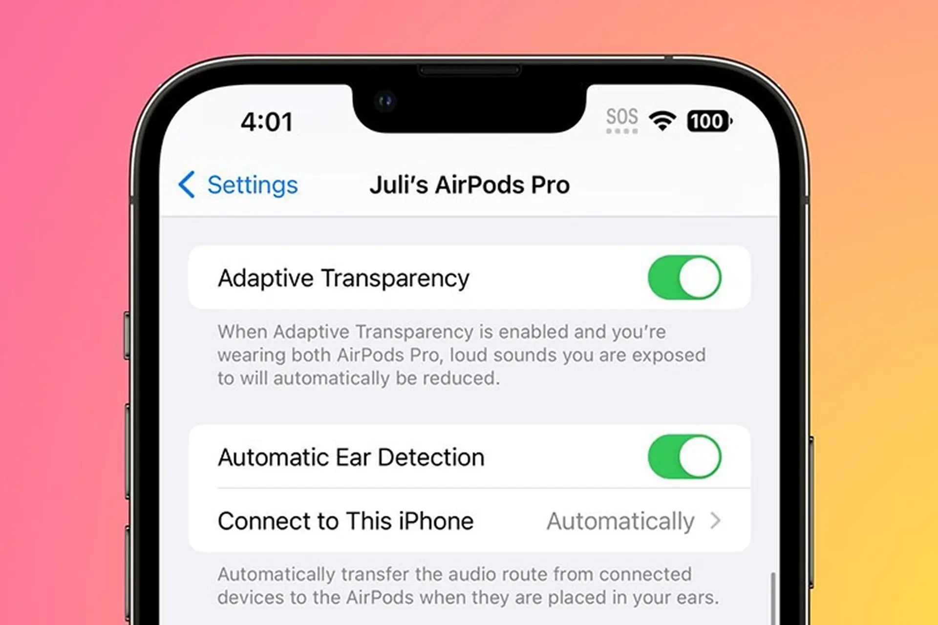 Chế độ xuyên thấu thích ứng trên iOS 16.1 sẽ không hỗ trợ AirPods Pro