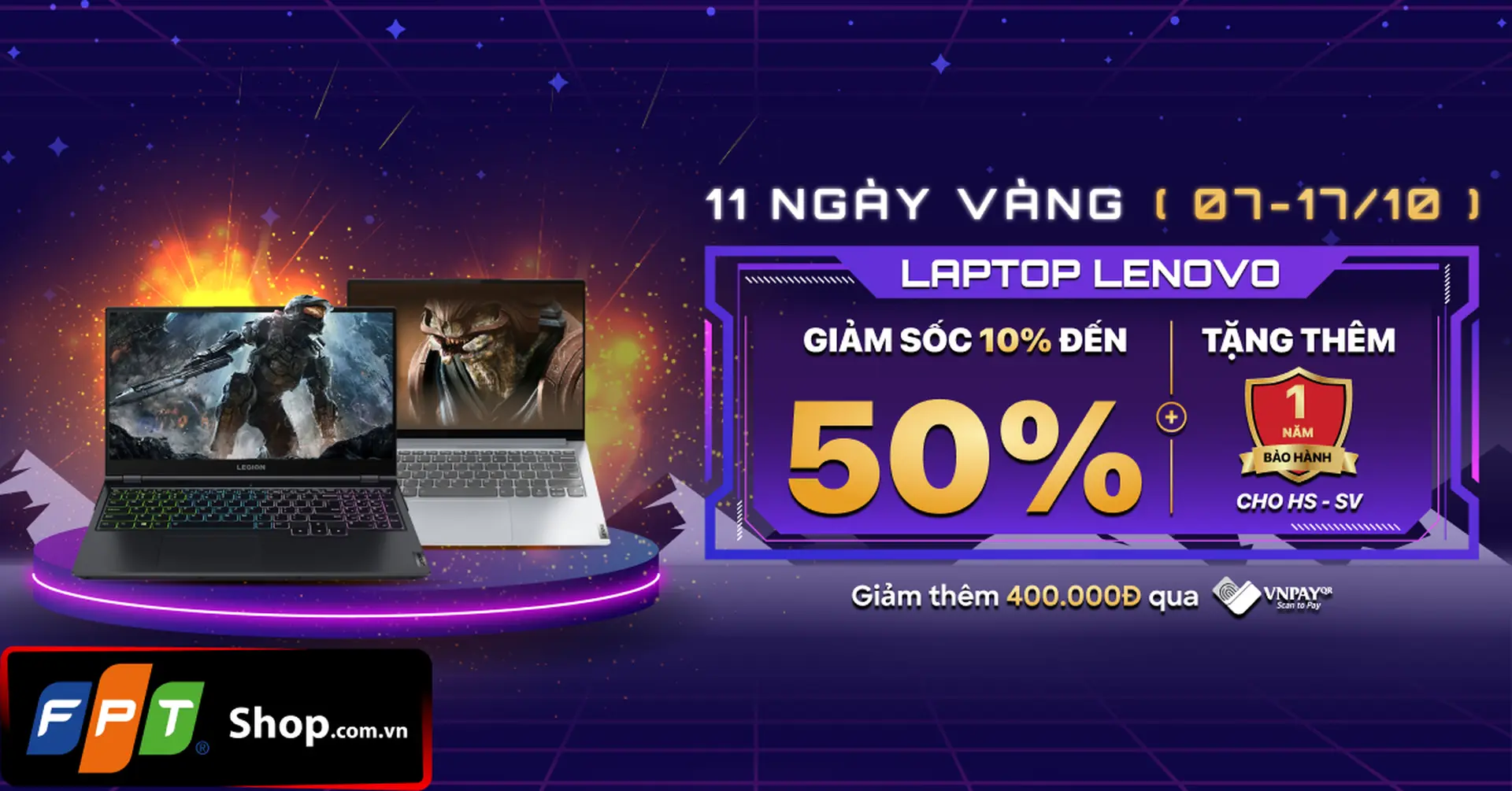 11 ngày vàng, Laptop Lenovo đồng loạt giảm sốc đến 50% tại FPT Shop