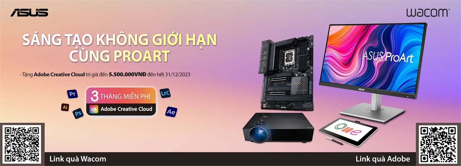 FPT Shop tặng Adobe Creative Cloud cho khách hàng mua sản phẩm ASUS ProArt