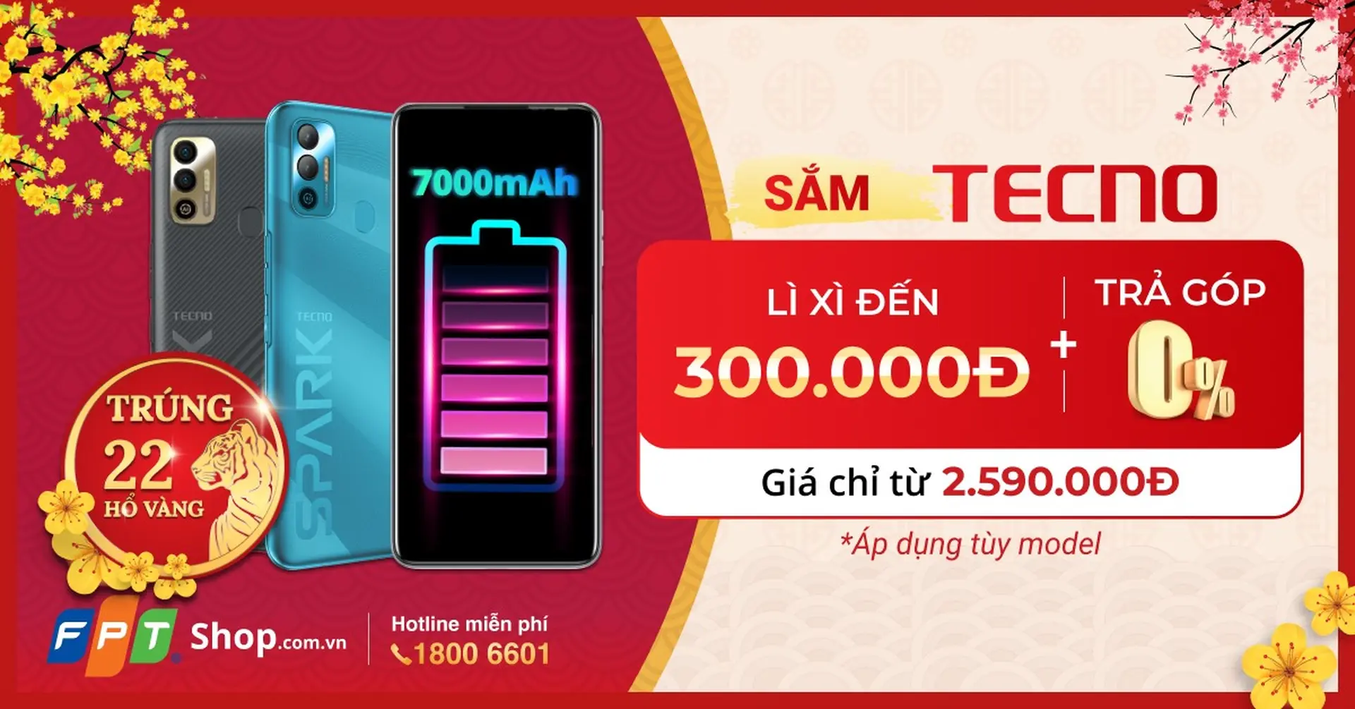 FPT Shop lì xì đến 300 ngàn đồng cho smartphone pin khủng Tecno