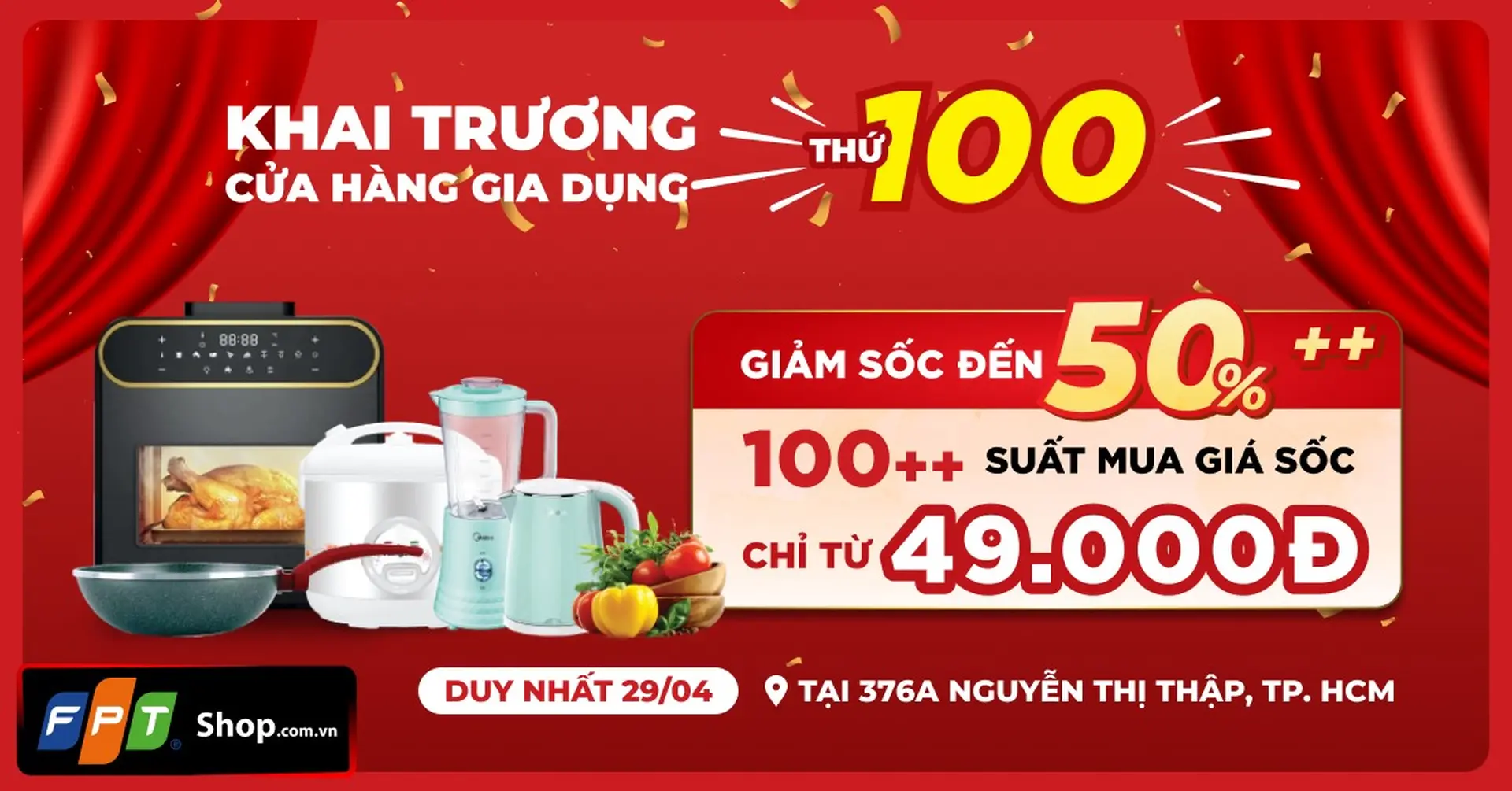 Hàng gia dụng giá cực sốc chỉ từ 49 ngàn mừng khai trương cửa hàng gia dụng FPT Shop thứ 100