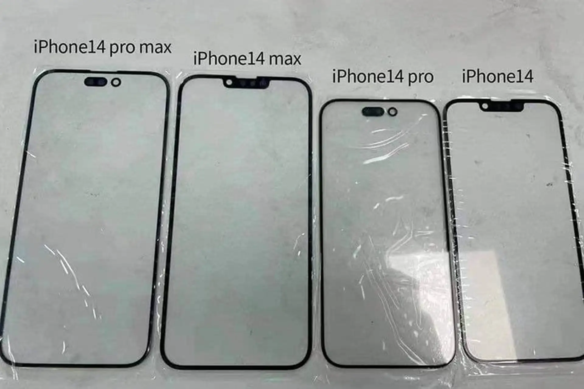 Thiết kế mặt trước 4 mẫu iPhone 14 được xác nhận qua miếng dán màn hình